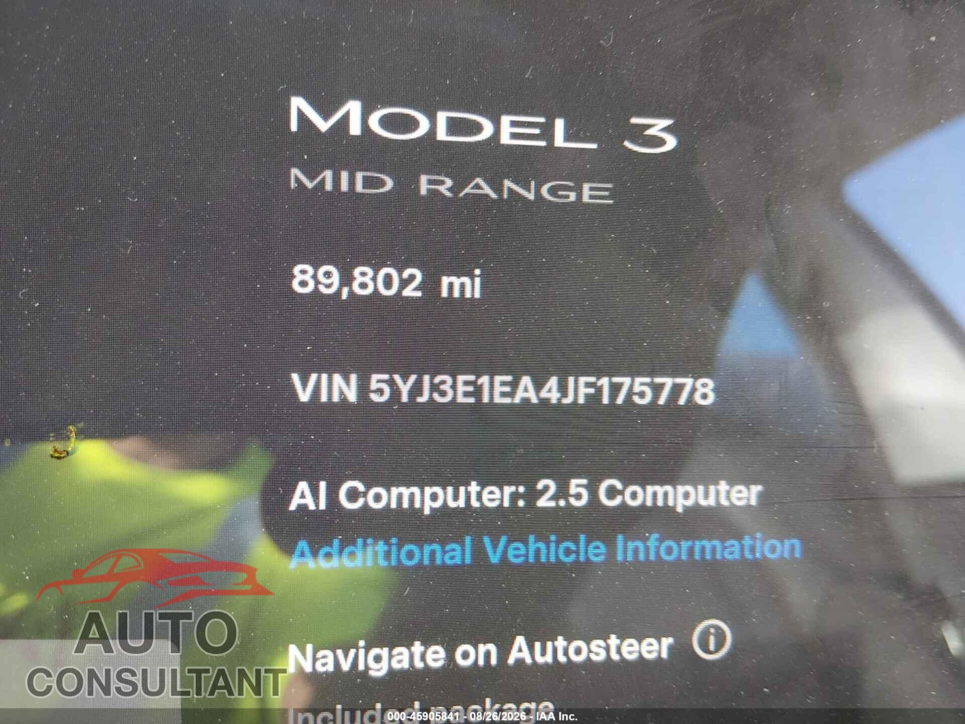 TESLA MODEL 3 2018 - 5YJ3E1EA4JF175778