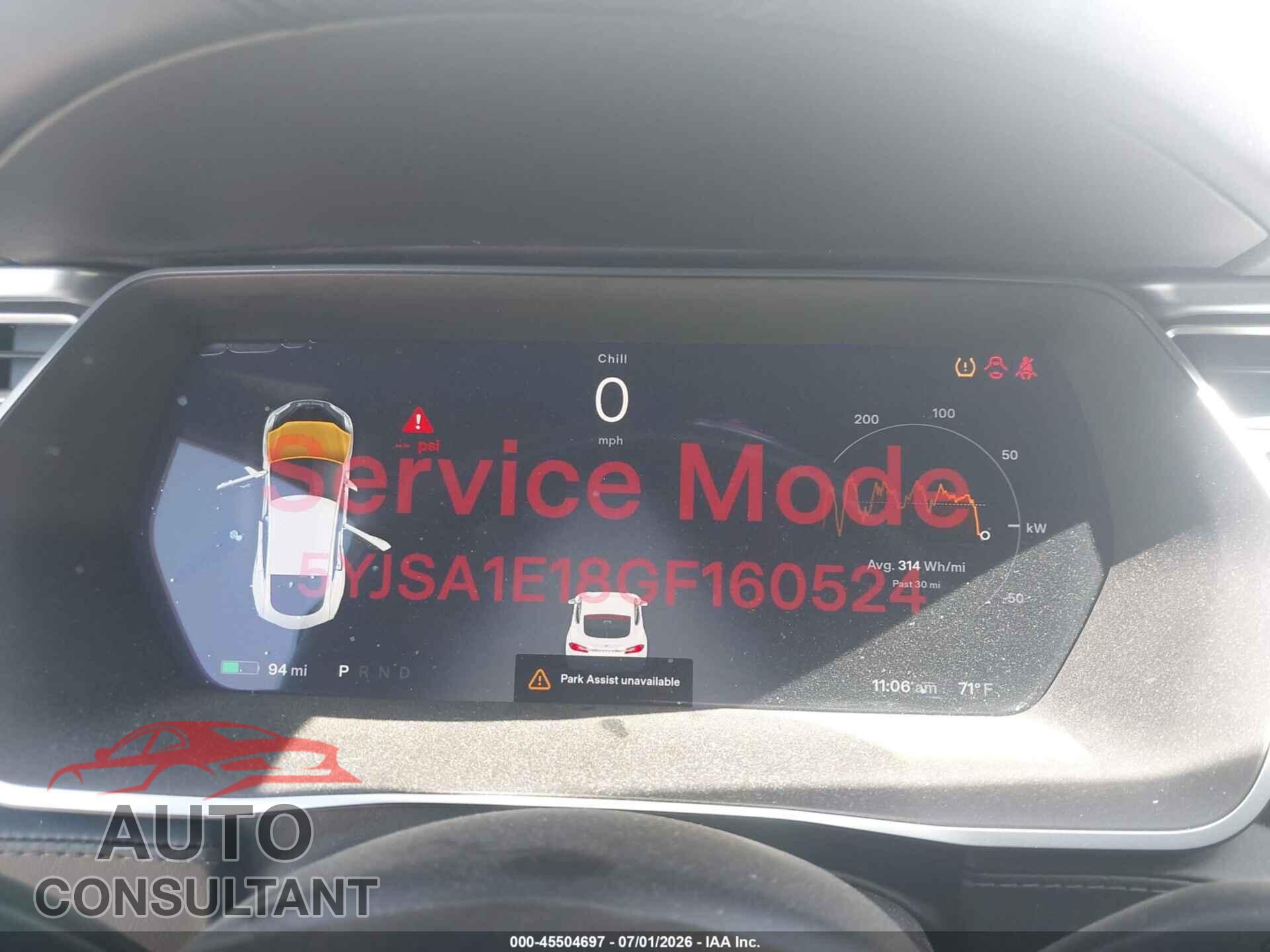 TESLA MODEL S 2016 - 5YJSA1E18GF160524