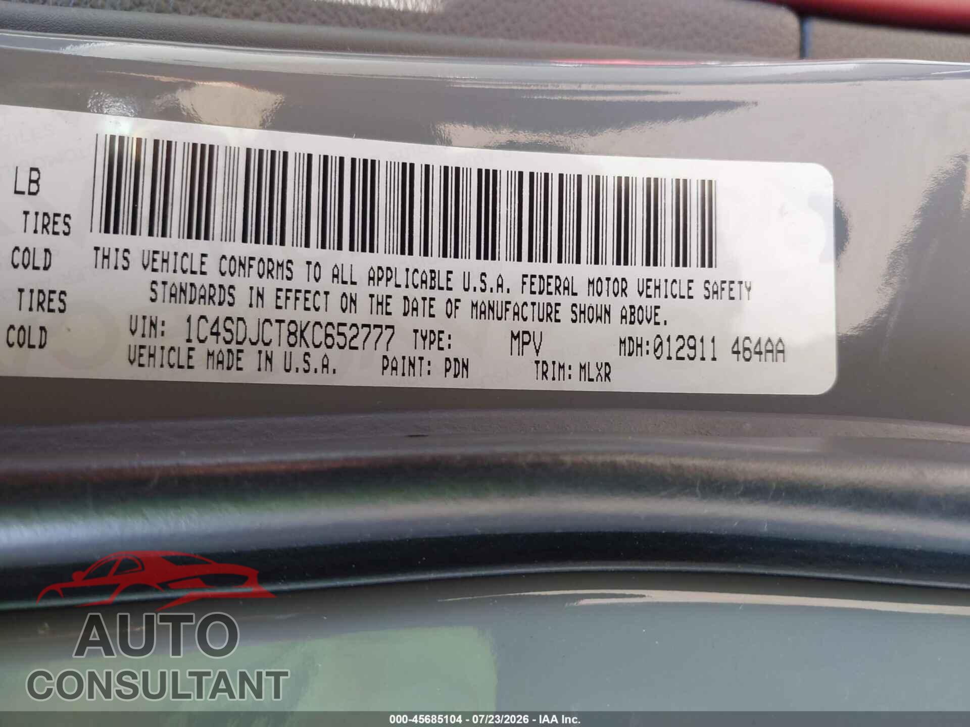 DODGE DURANGO 2019 - 1C4SDJCT8KC652777