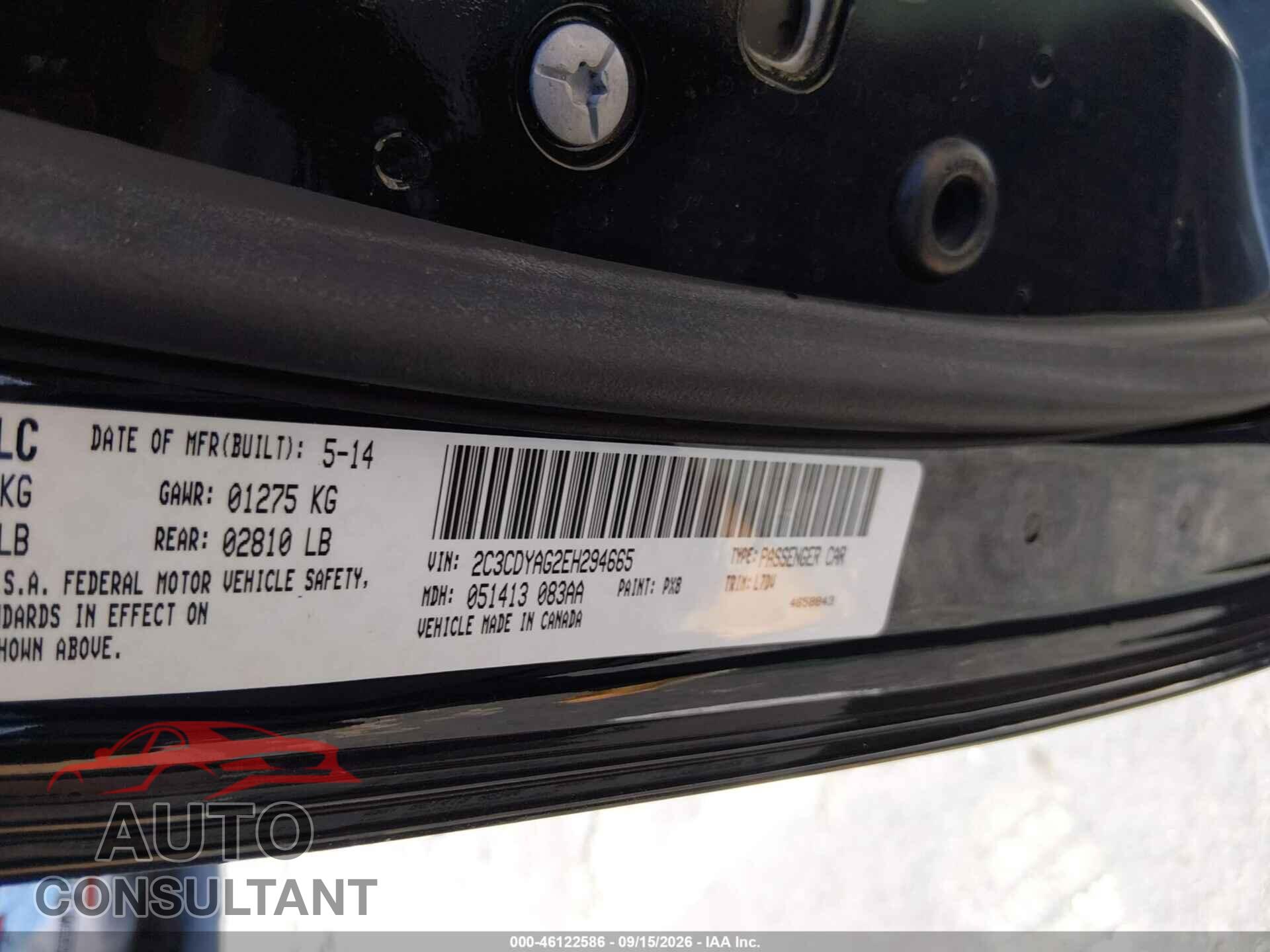 DODGE CHALLENGER 2014 - 2C3CDYAG2EH294665