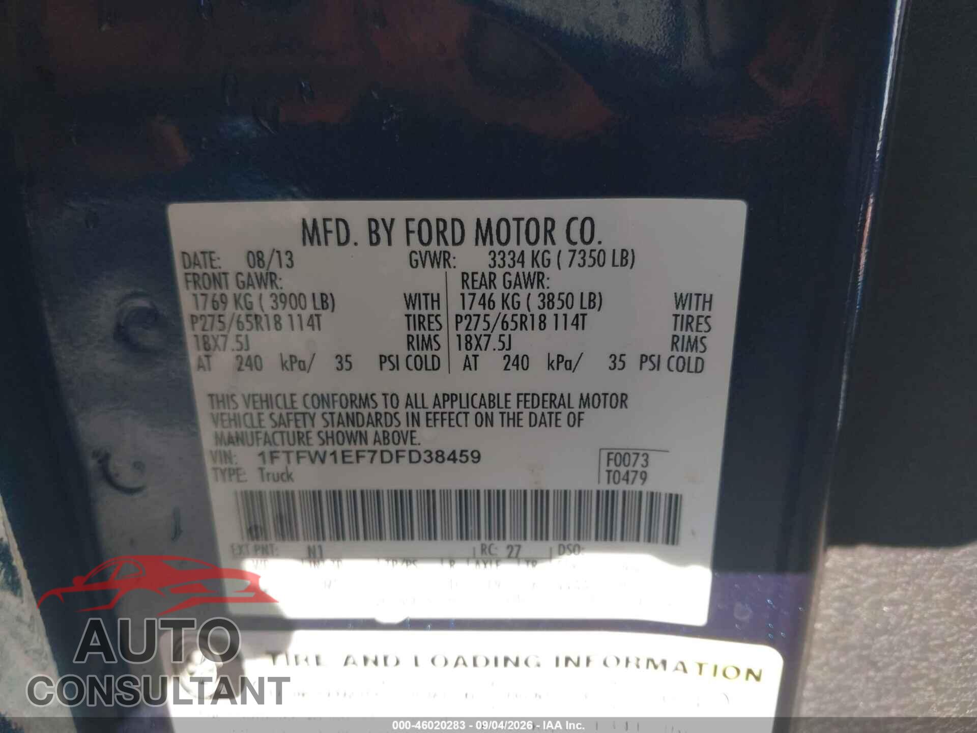 FORD F-150 2013 - 1FTFW1EF7DFD38459