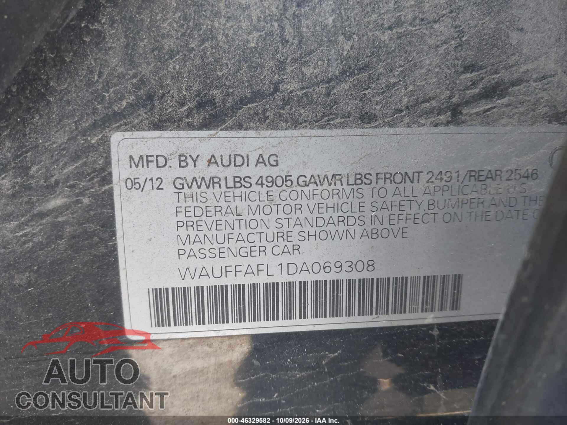 AUDI A4 2013 - WAUFFAFL1DA069308