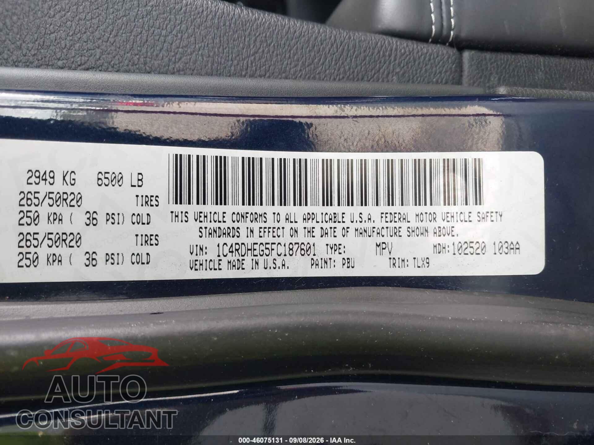 DODGE DURANGO 2015 - 1C4RDHEG5FC187601