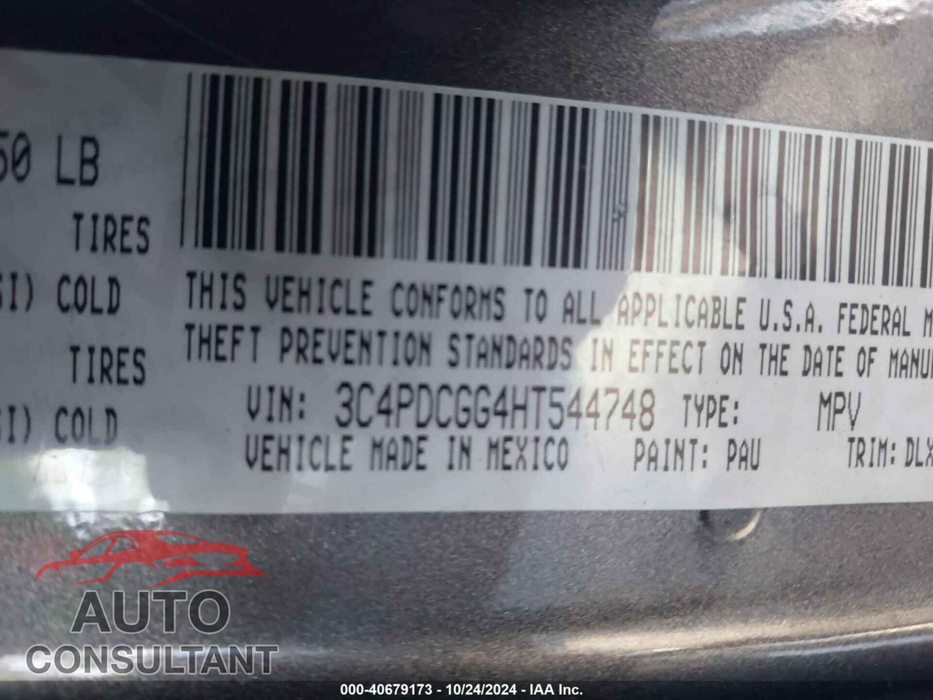 DODGE JOURNEY 2017 - 3C4PDCGG4HT544748