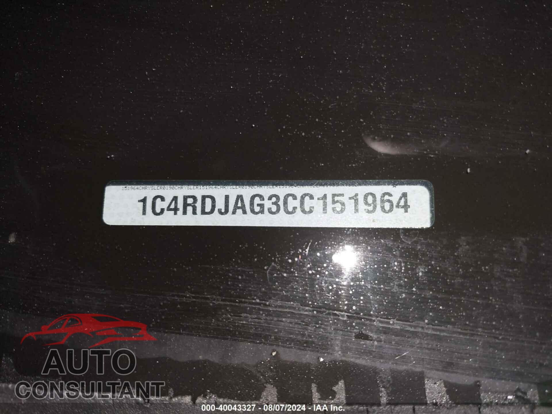 DODGE DURANGO 2012 - 1C4RDJAG3CC151964