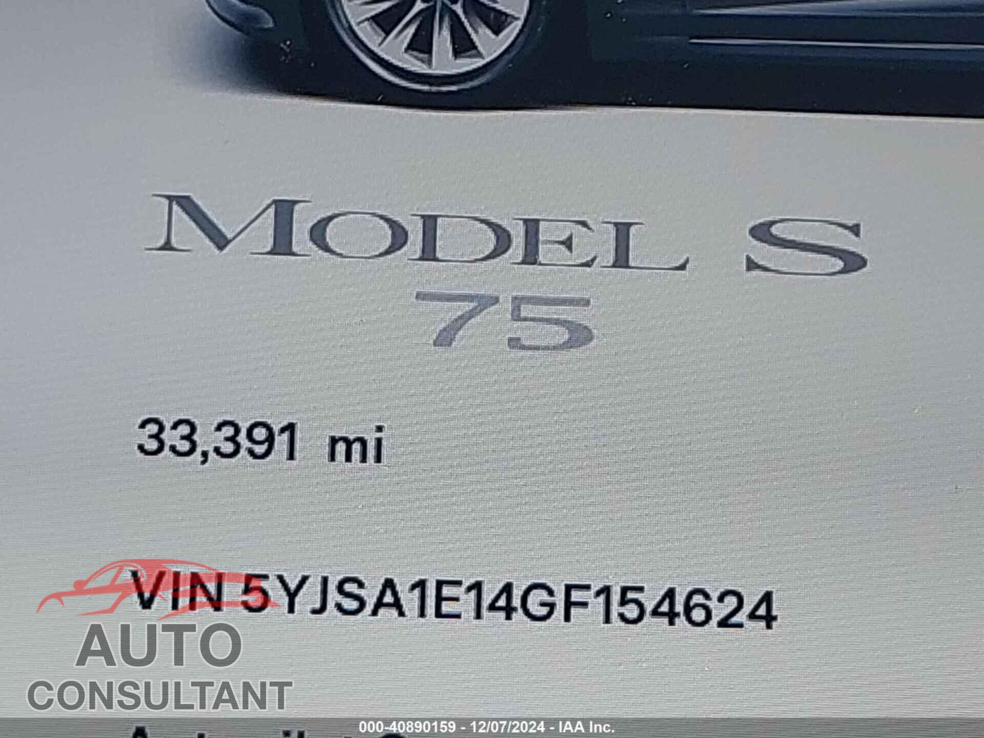 TESLA MODEL S 2016 - 5YJSA1E14GF154624
