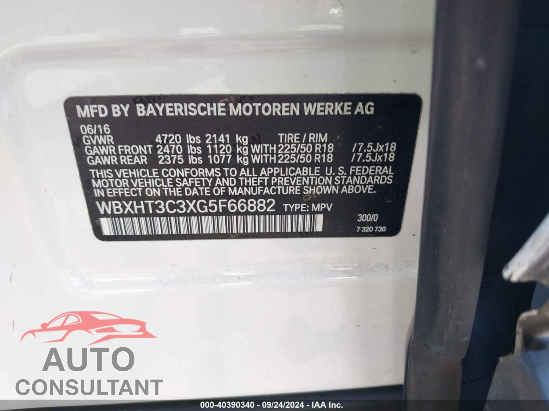 BMW X1 2016 - WBXHT3C3XG5F66882