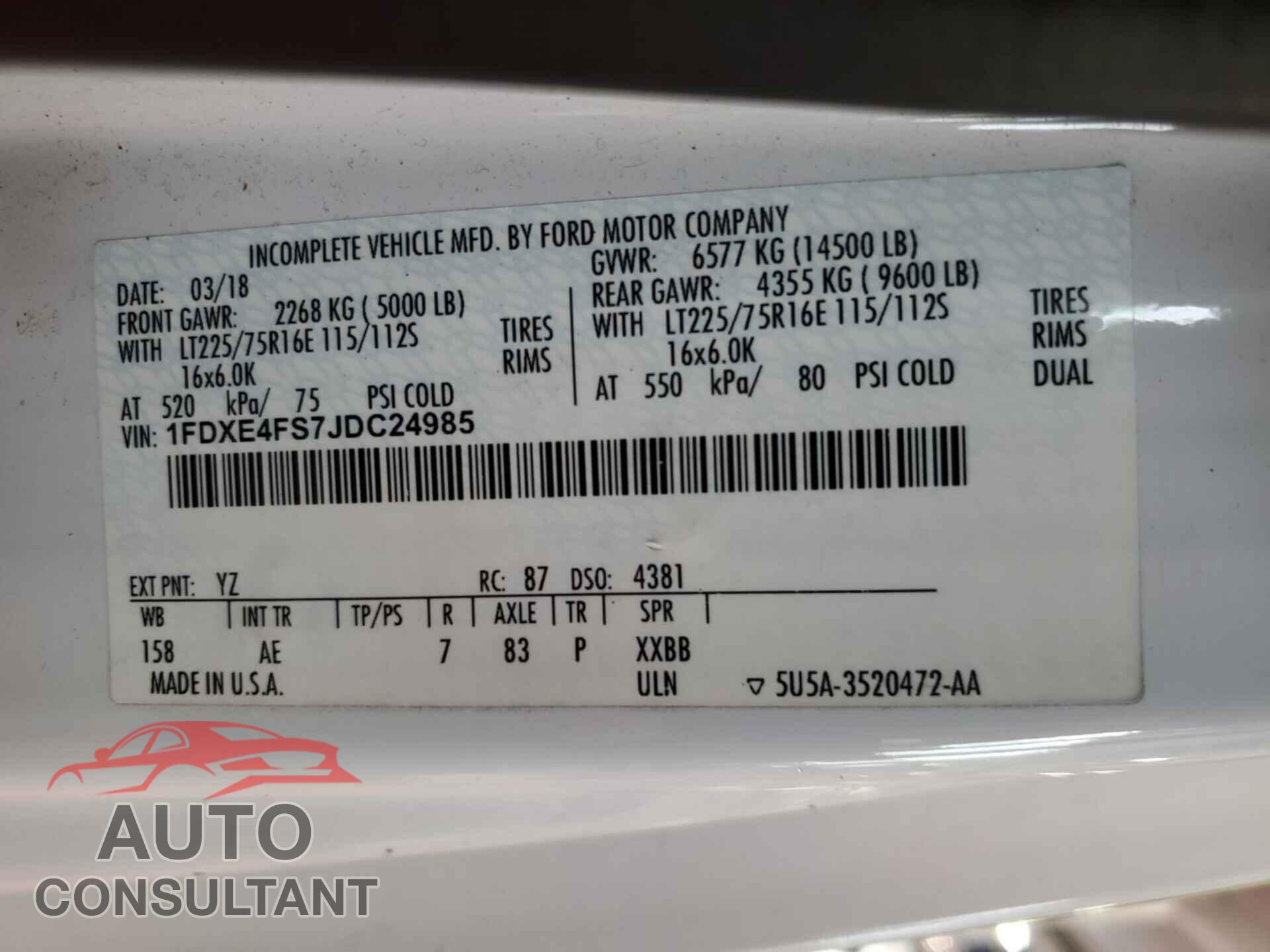 FORD ECONOLINE 2018 - 1FDXE4FS7JDC24985
