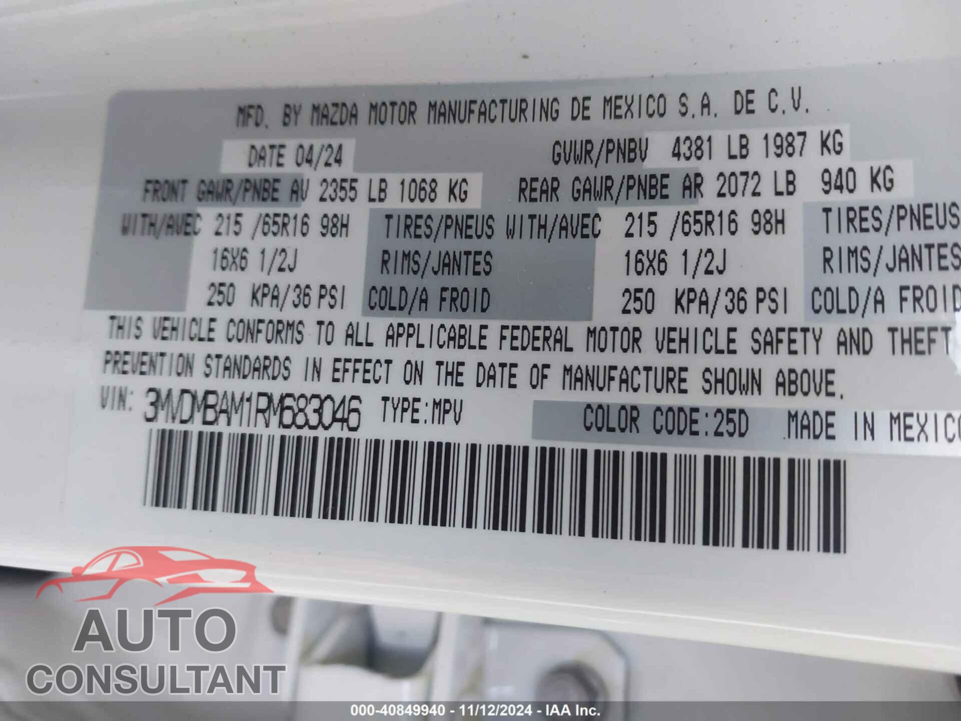 MAZDA CX-30 2024 - 3MVDMBAM1RM683046