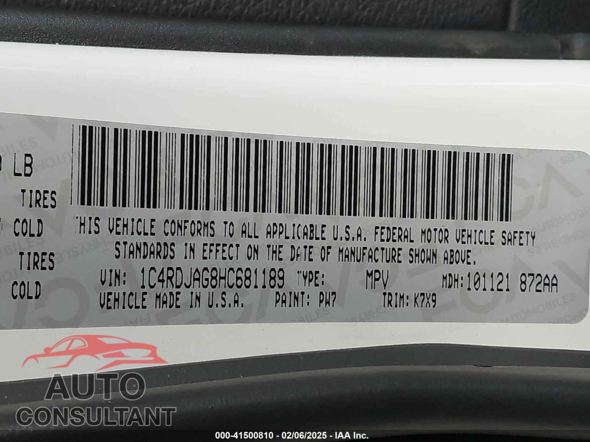 DODGE DURANGO 2017 - 1C4RDJAG8HC681189