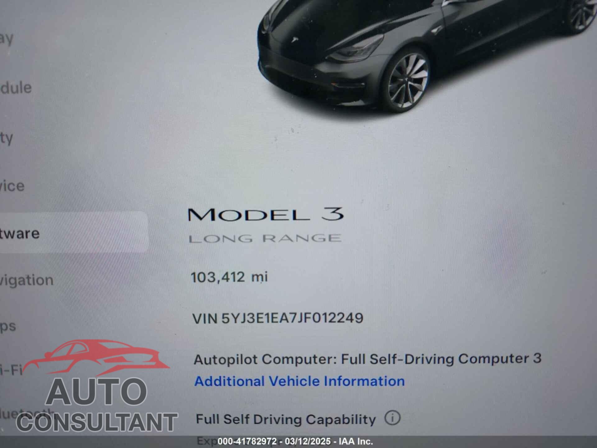 TESLA MODEL 3 2018 - 5YJ3E1EA7JF012249