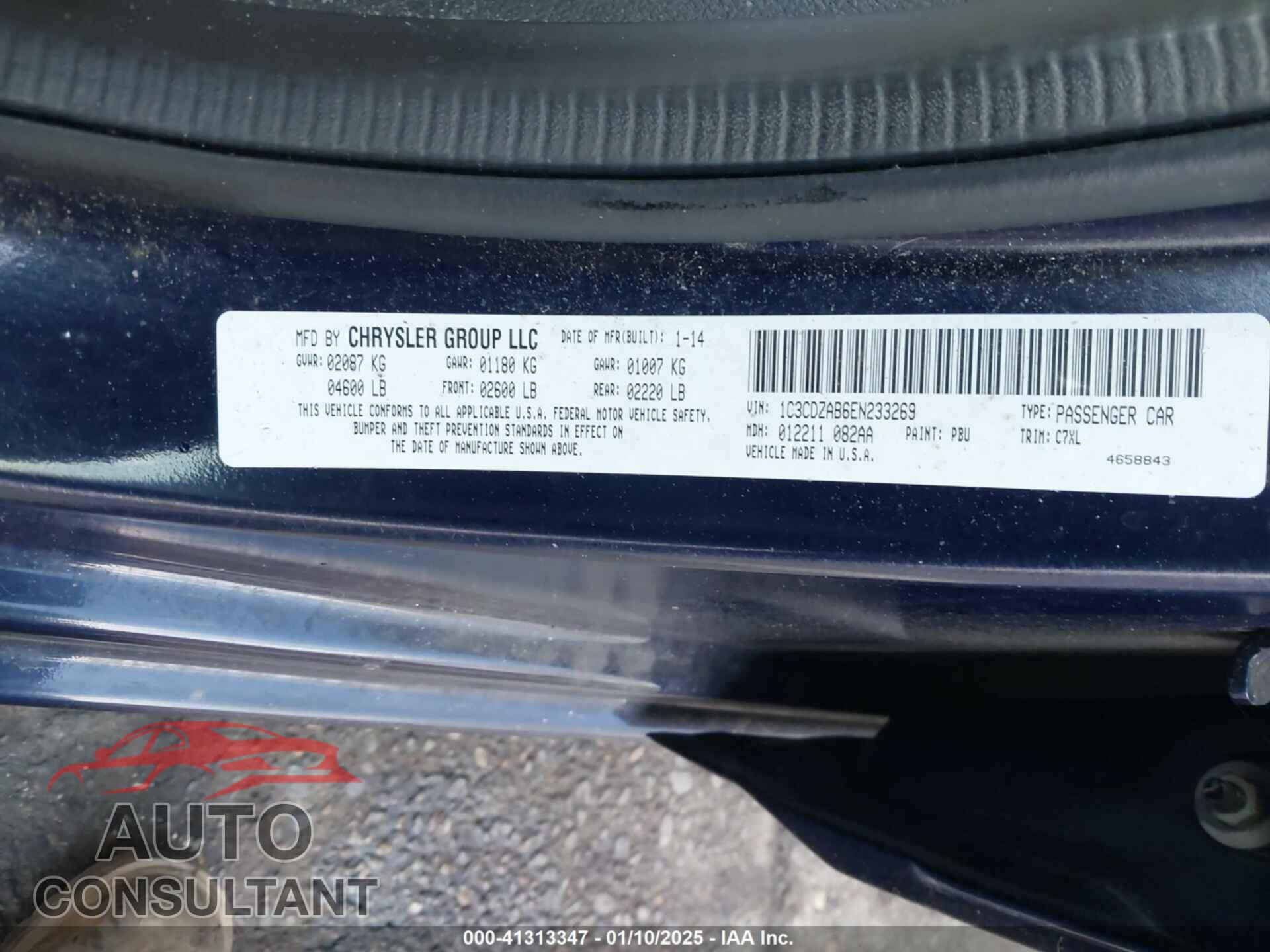 DODGE AVENGER 2014 - 1C3CDZAB6EN233269