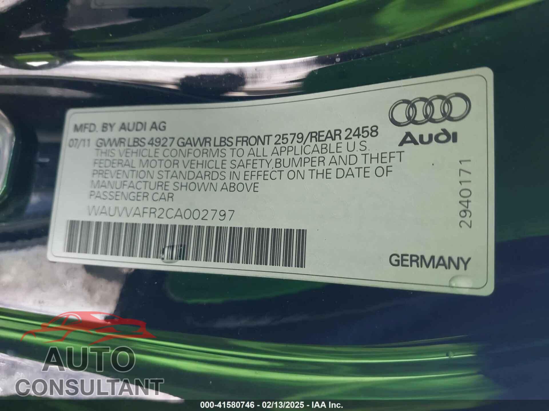 AUDI S5 2012 - WAUVVAFR2CA002797