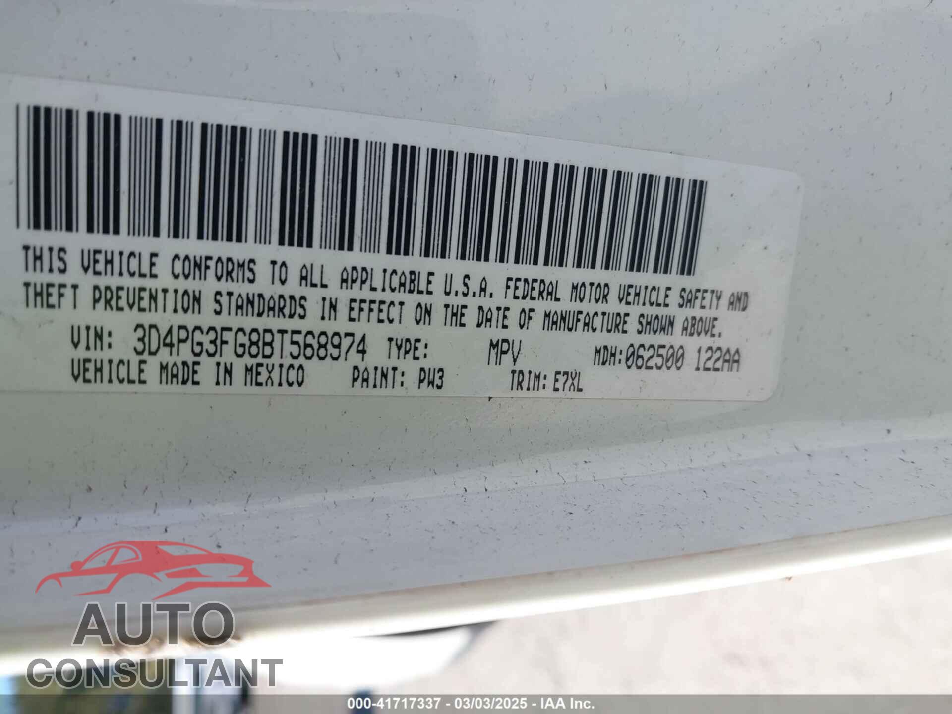 DODGE JOURNEY 2011 - 3D4PG3FG8BT568974