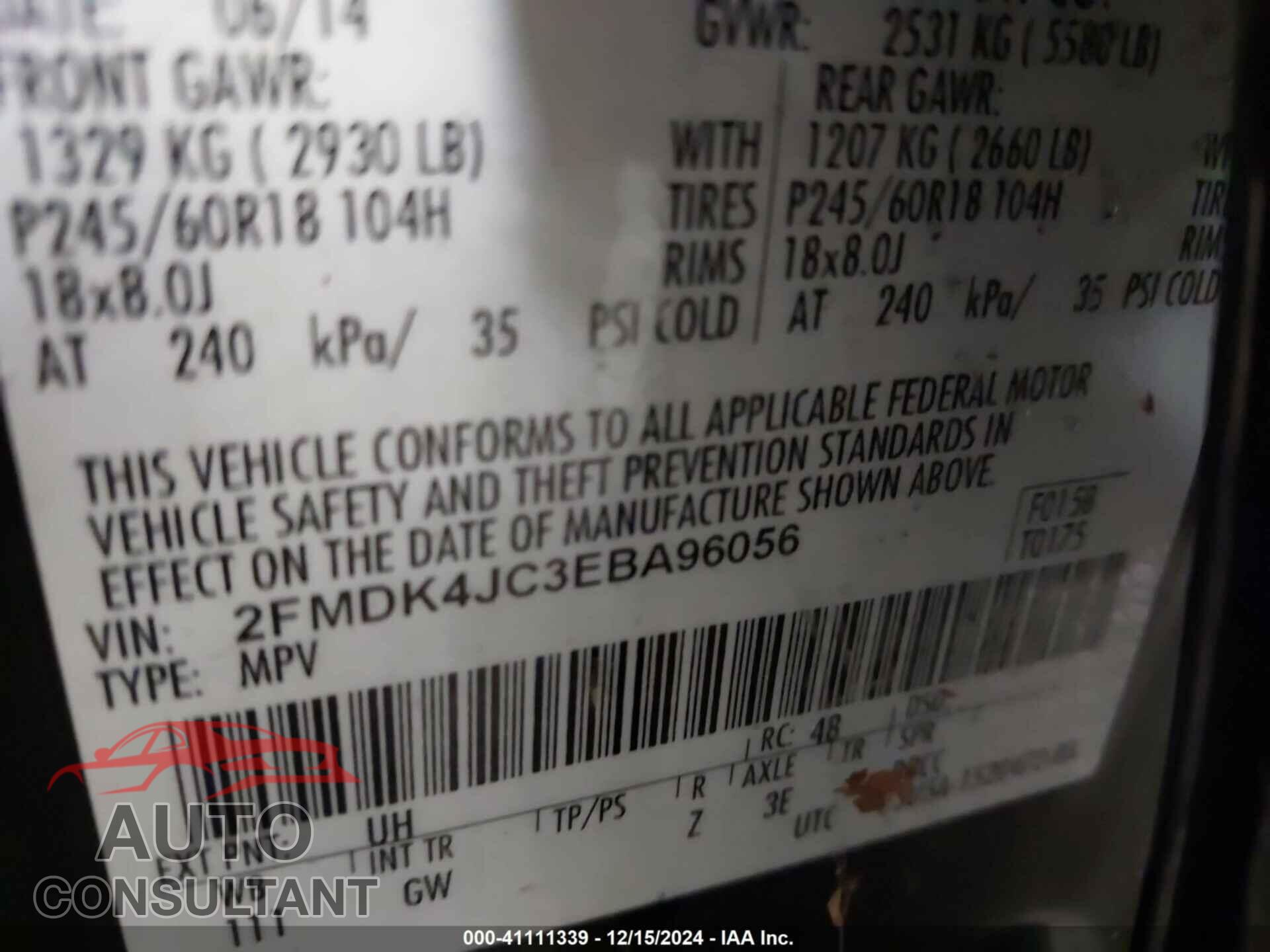 FORD EDGE 2014 - 2FMDK4JC3EBA96056