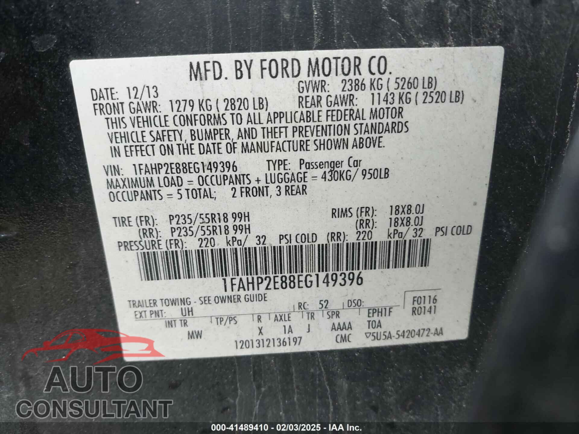 FORD TAURUS 2014 - 1FAHP2E88EG149396