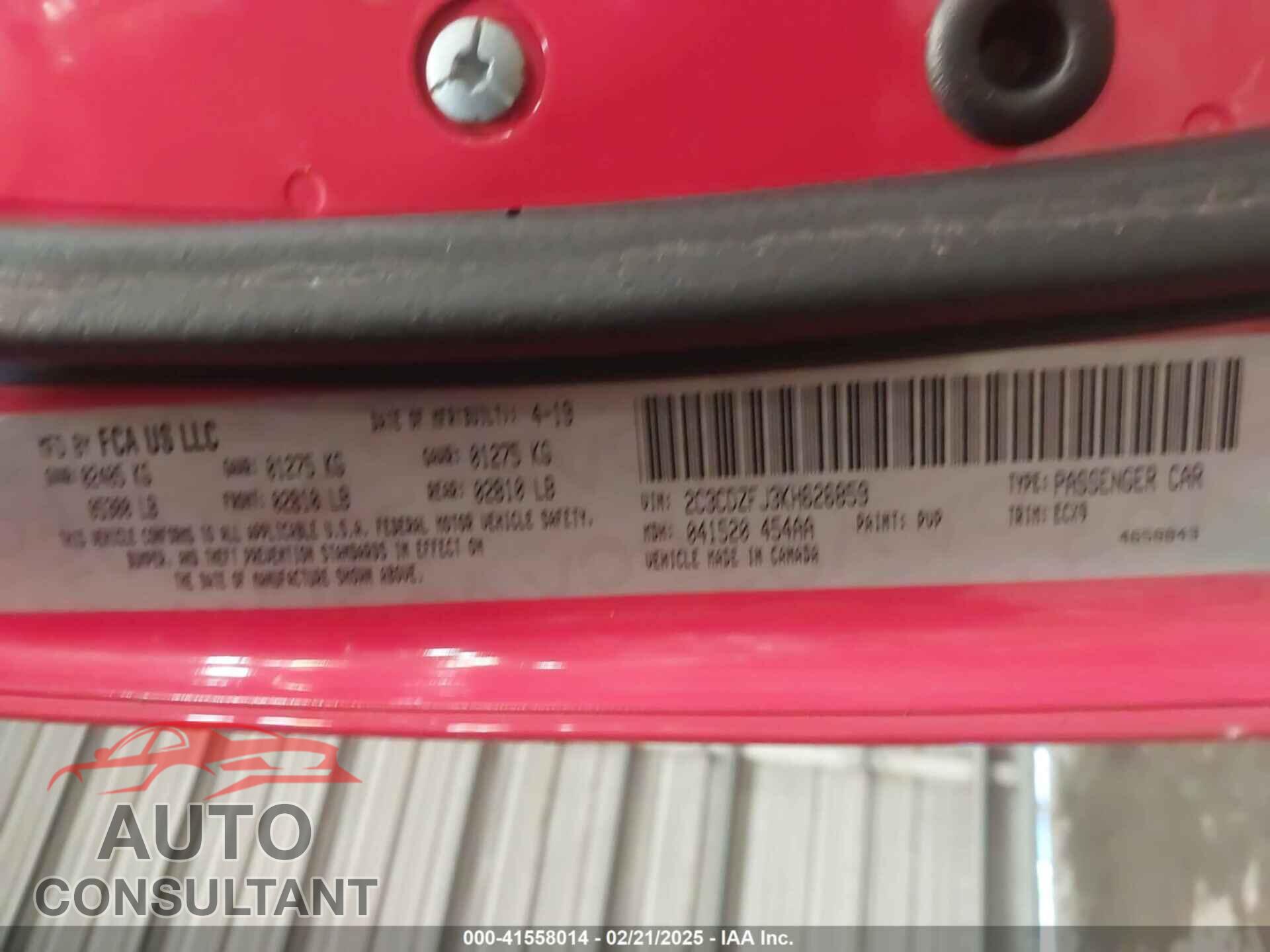 DODGE CHALLENGER 2019 - 2C3CDZFJ3KH626859