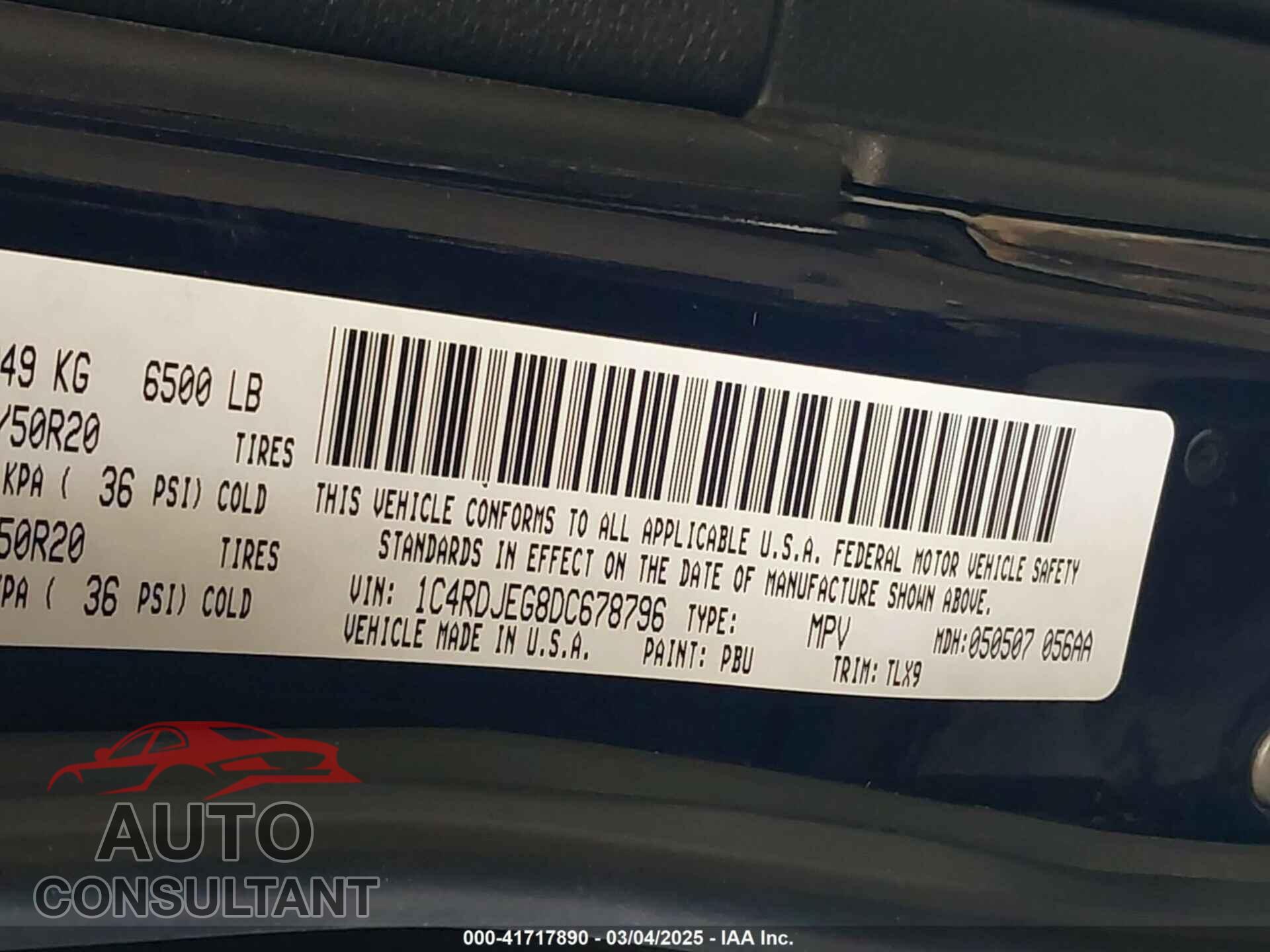 DODGE DURANGO 2013 - 1C4RDJEG8DC678796