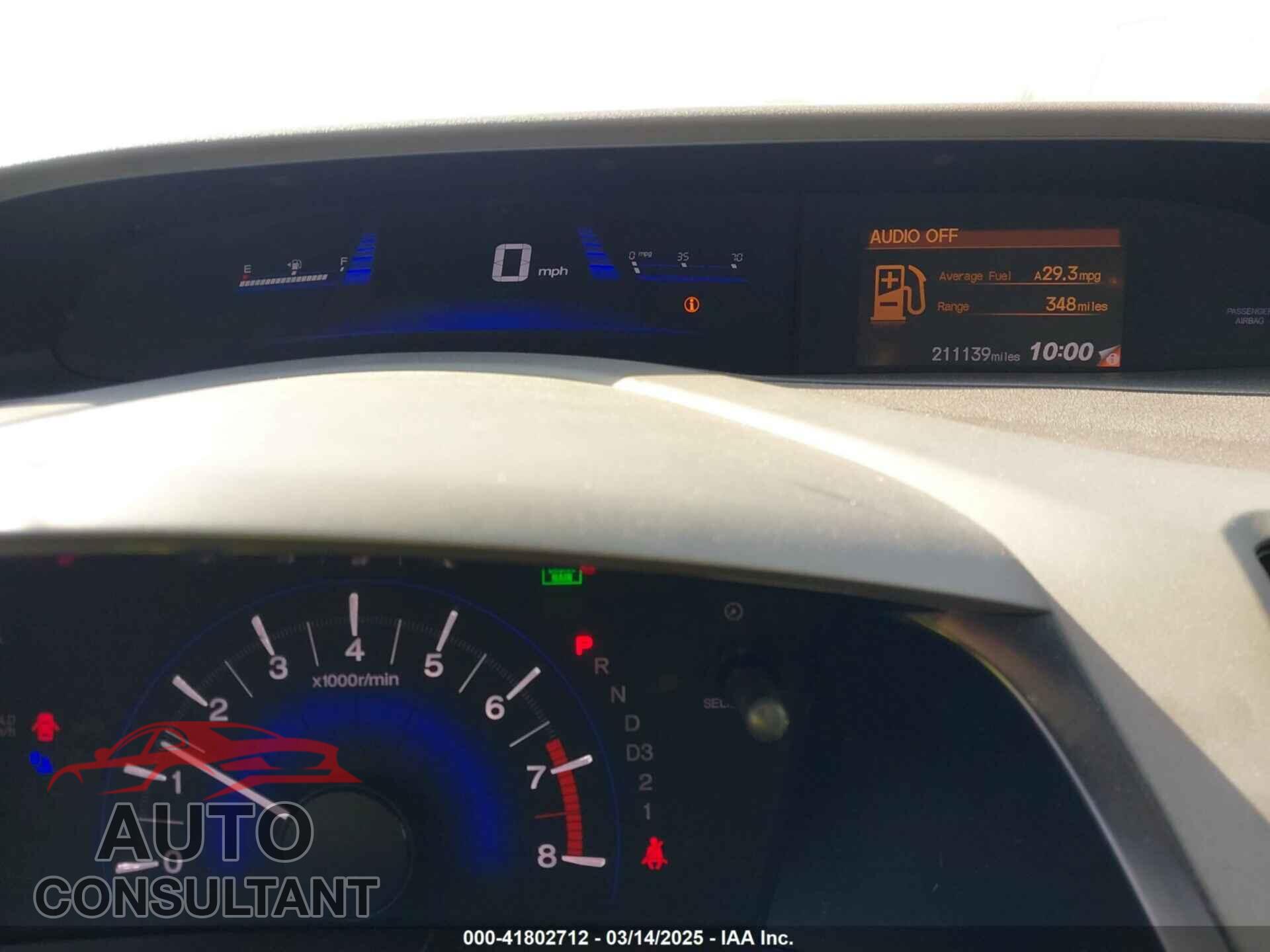 HONDA CIVIC 2012 - 2HGFB2F54CH303657