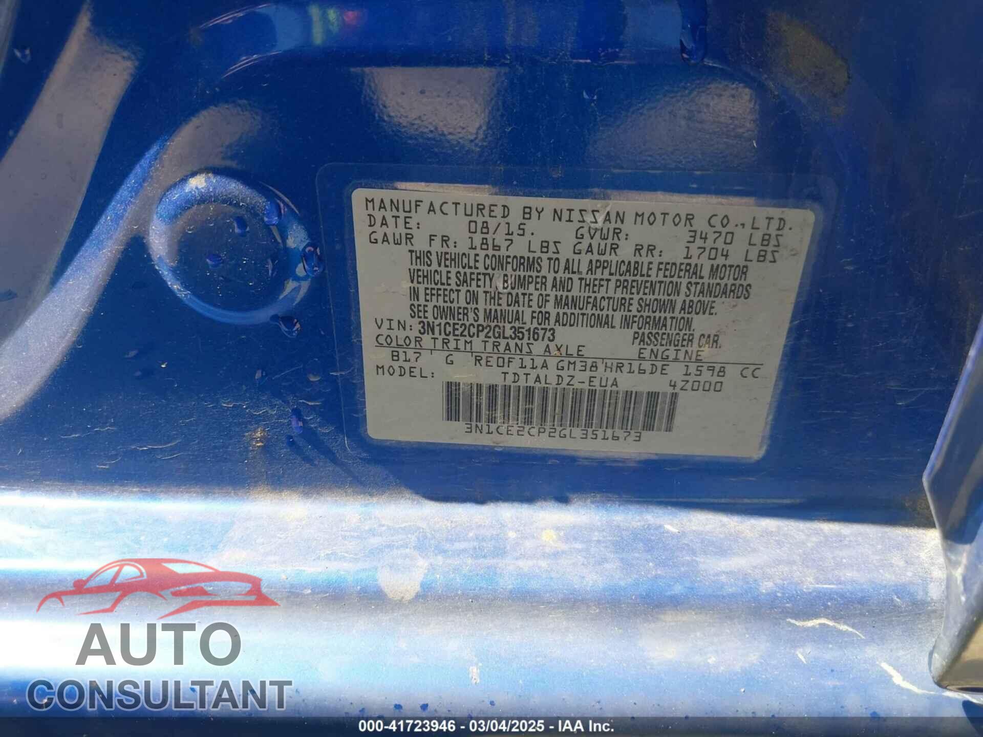 NISSAN VERSA NOTE 2016 - 3N1CE2CP2GL351673