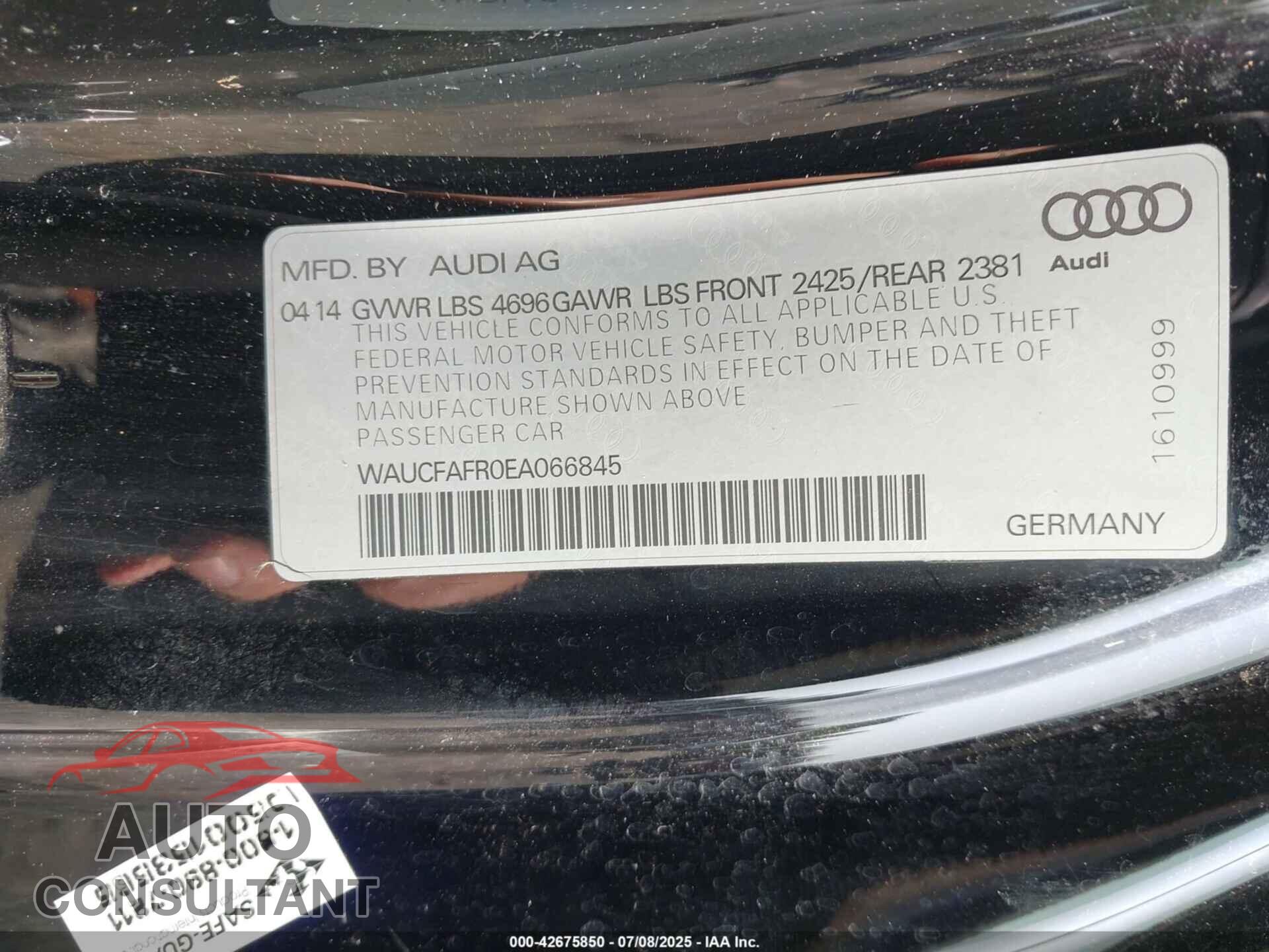 AUDI A5 2014 - WAUCFAFR0EA066845