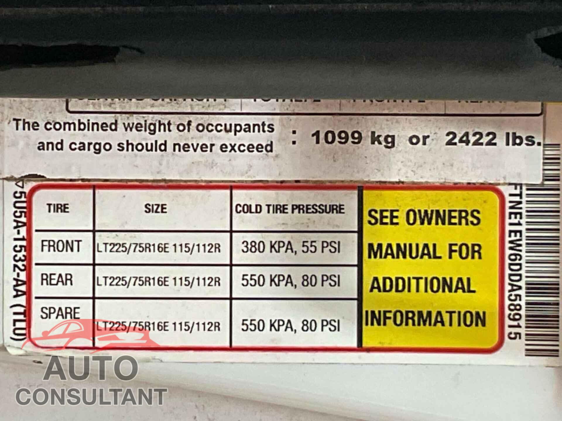 FORD ECONOLINE 2013 - 1FTNE1EW6DDA58915