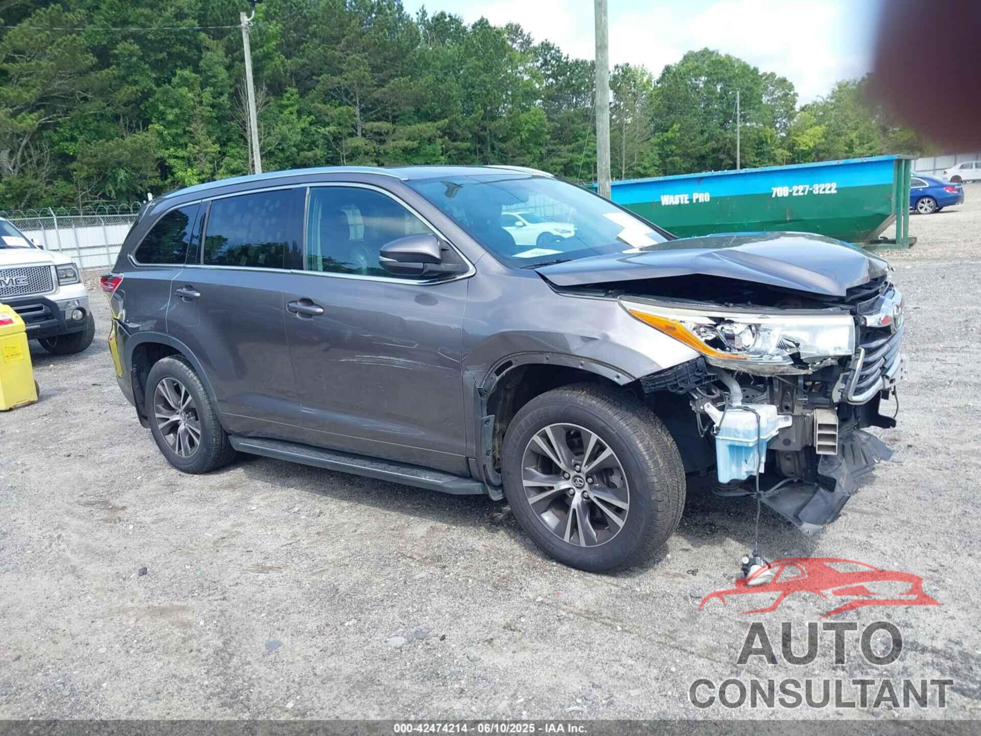 TOYOTA HIGHLANDER 2016 - 5TDJKRFH5GS296981