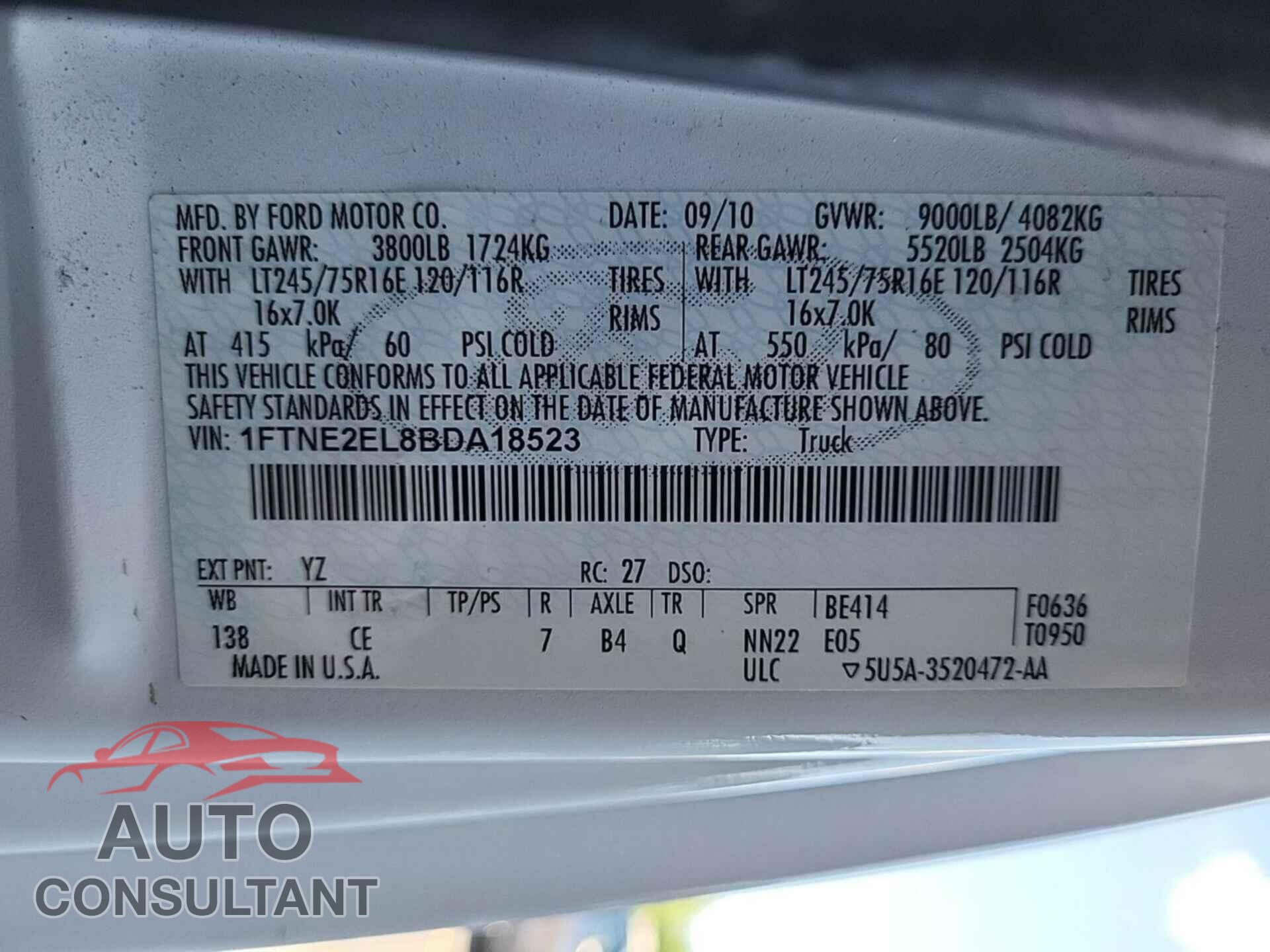 FORD ECONOLINE 2011 - 1FTNE2EL8BDA18523
