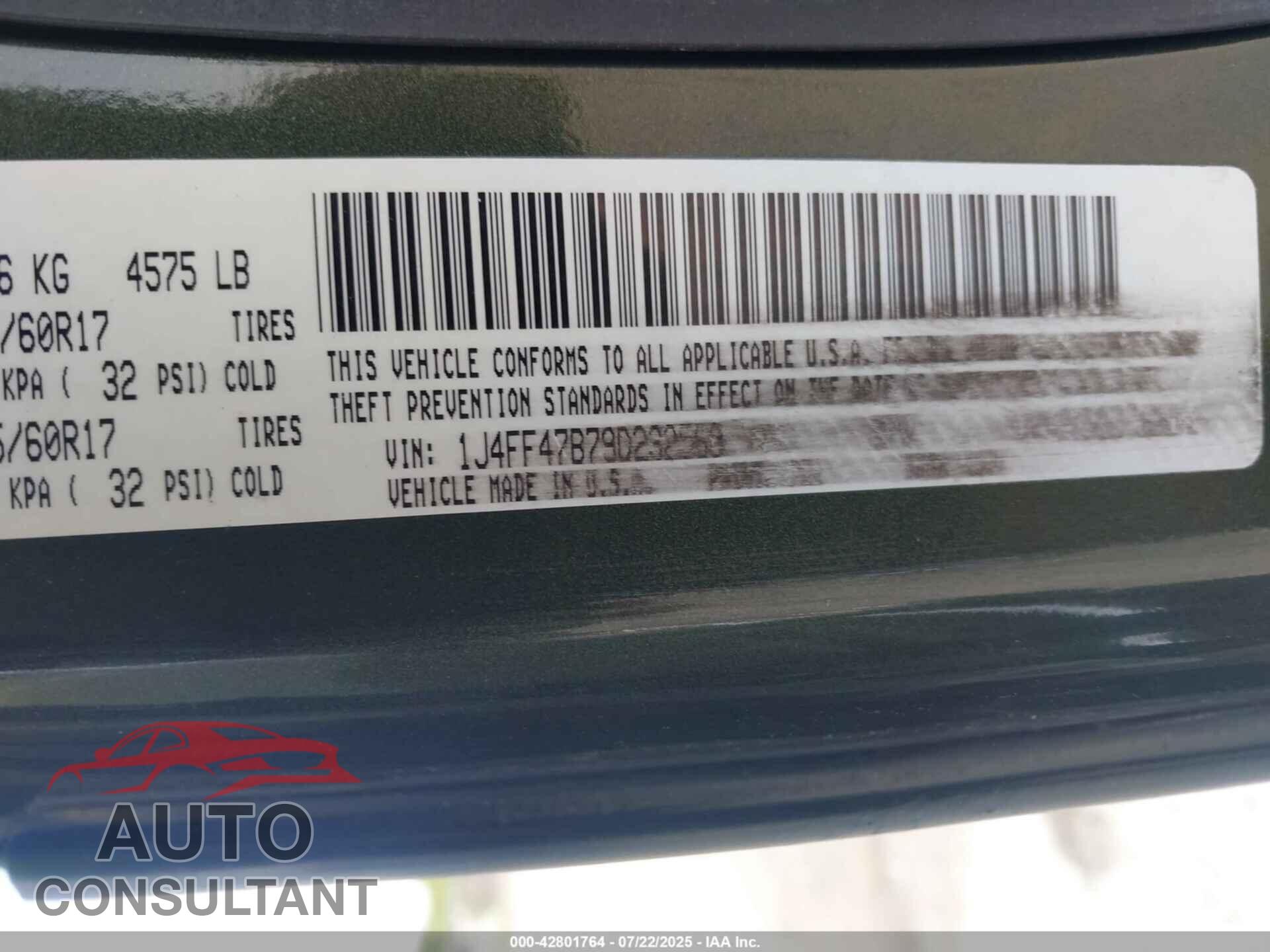 JEEP COMPASS 2009 - 1J4FF47B79D232568