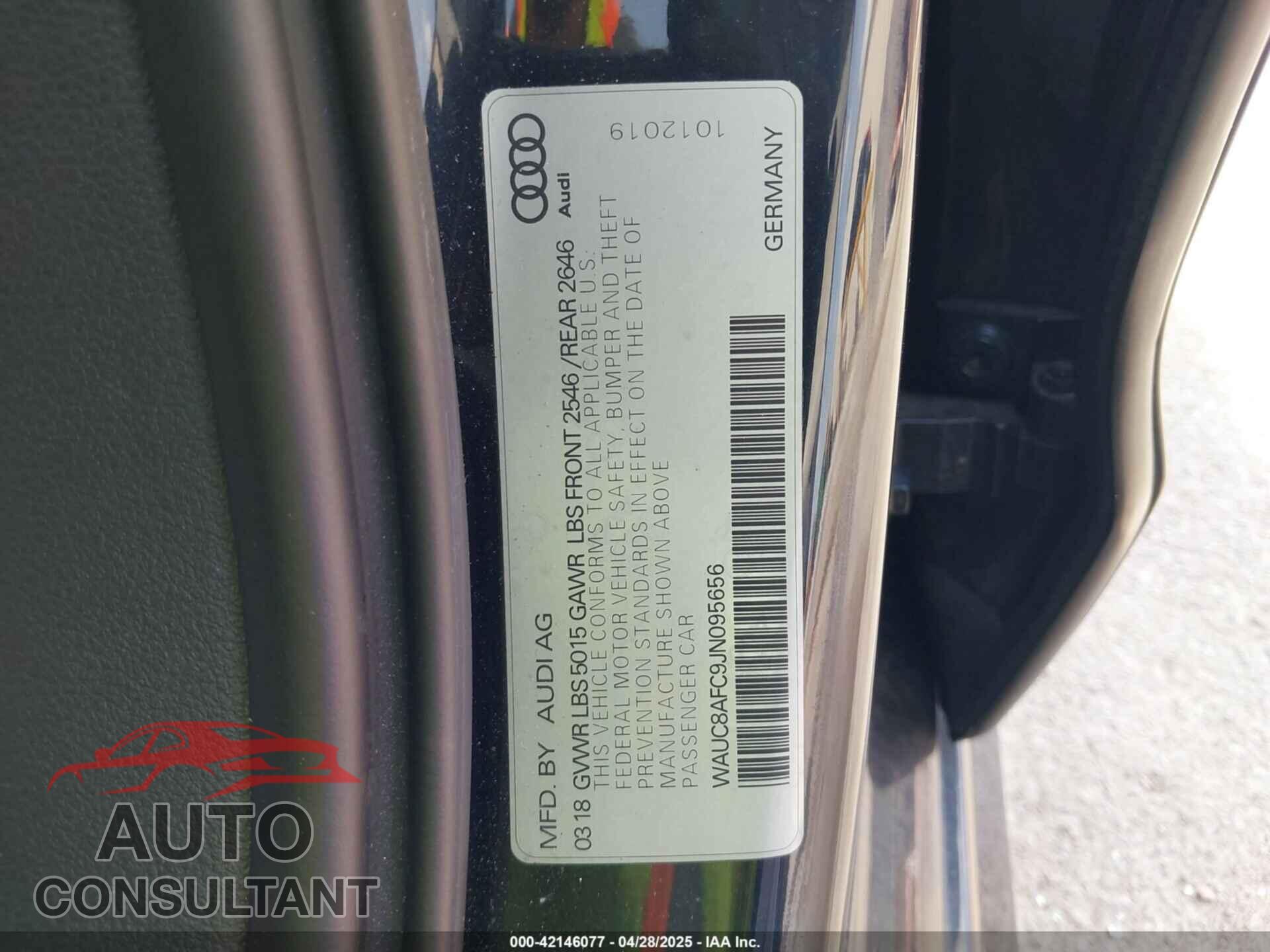AUDI A6 2018 - WAUC8AFC9JN095656