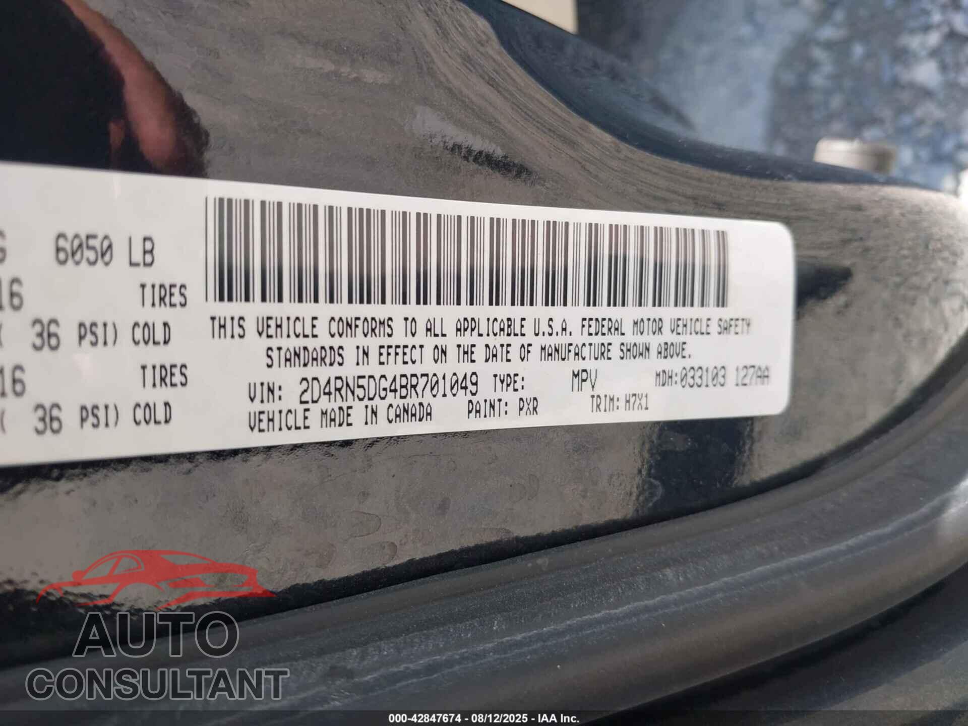 DODGE GRAND CARAVAN 2011 - 2D4RN5DG4BR701049