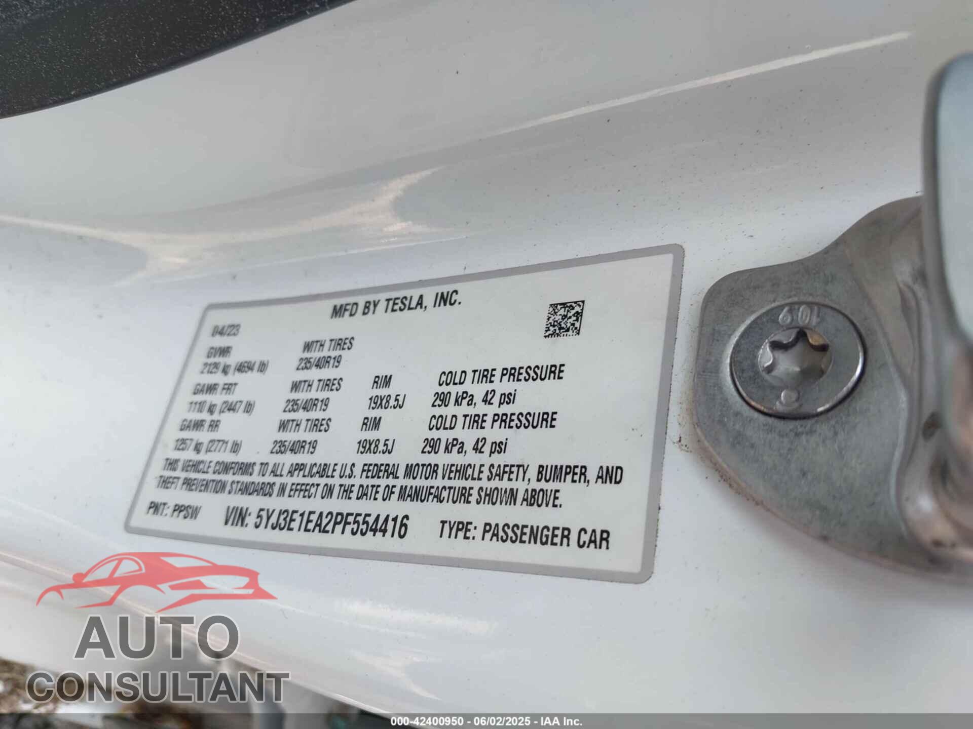 TESLA MODEL 3 2023 - 5YJ3E1EA2PF554416