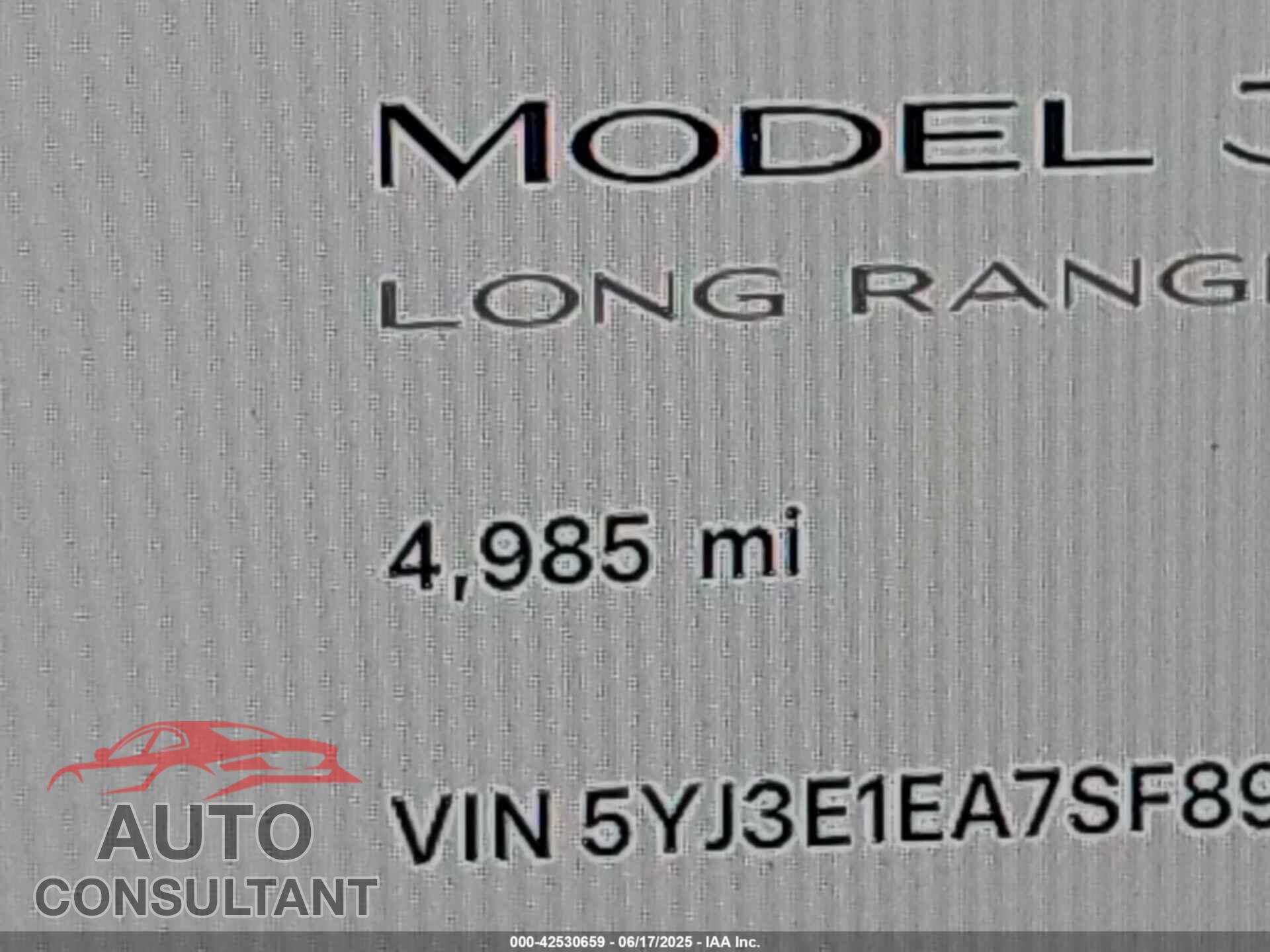 TESLA MODEL 3 2025 - 5YJ3E1EA7SF897151