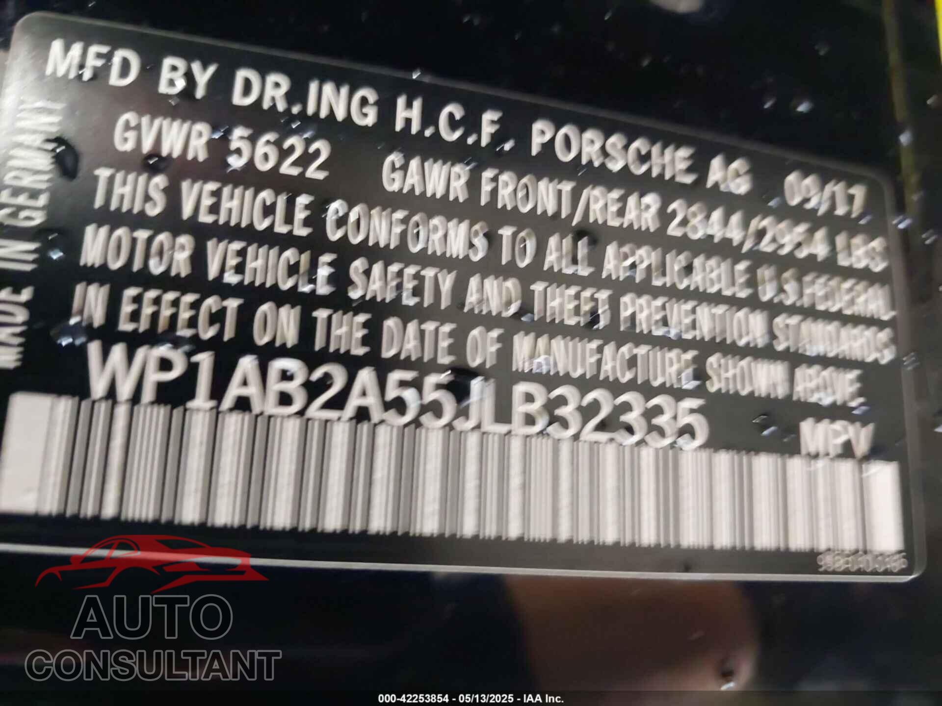 PORSCHE MACAN 2018 - WP1AB2A55JLB32335