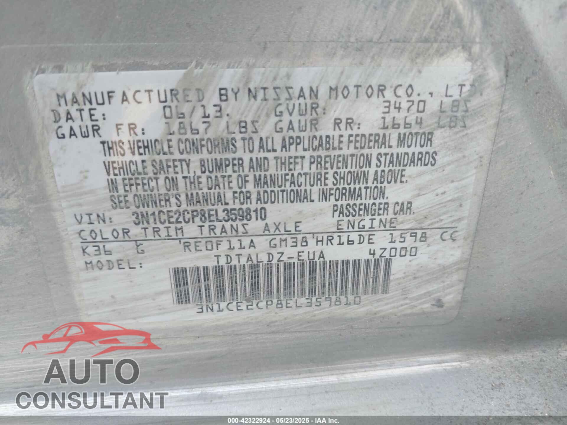 NISSAN VERSA NOTE 2014 - 3N1CE2CP8EL359810