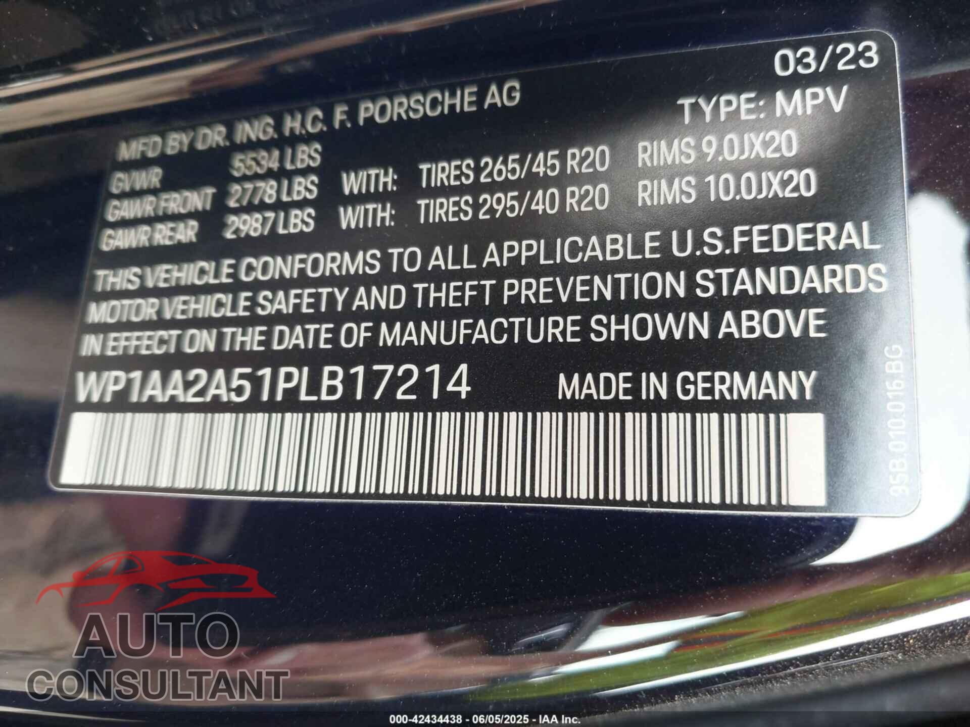 PORSCHE MACAN 2023 - WP1AA2A51PLB17214
