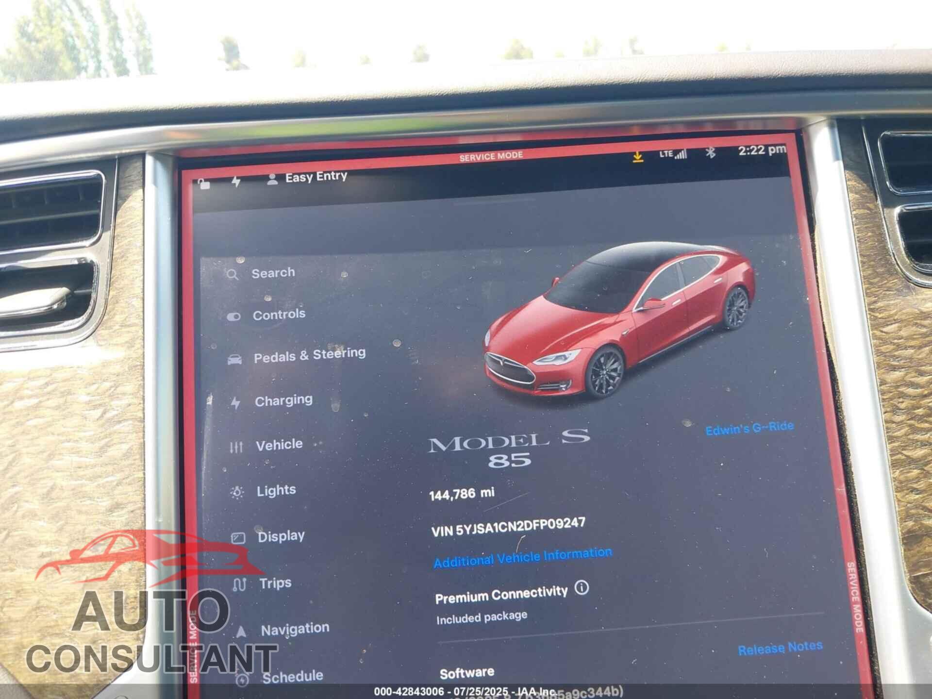 TESLA MODEL S 2013 - 5YJSA1CN2DFP09247