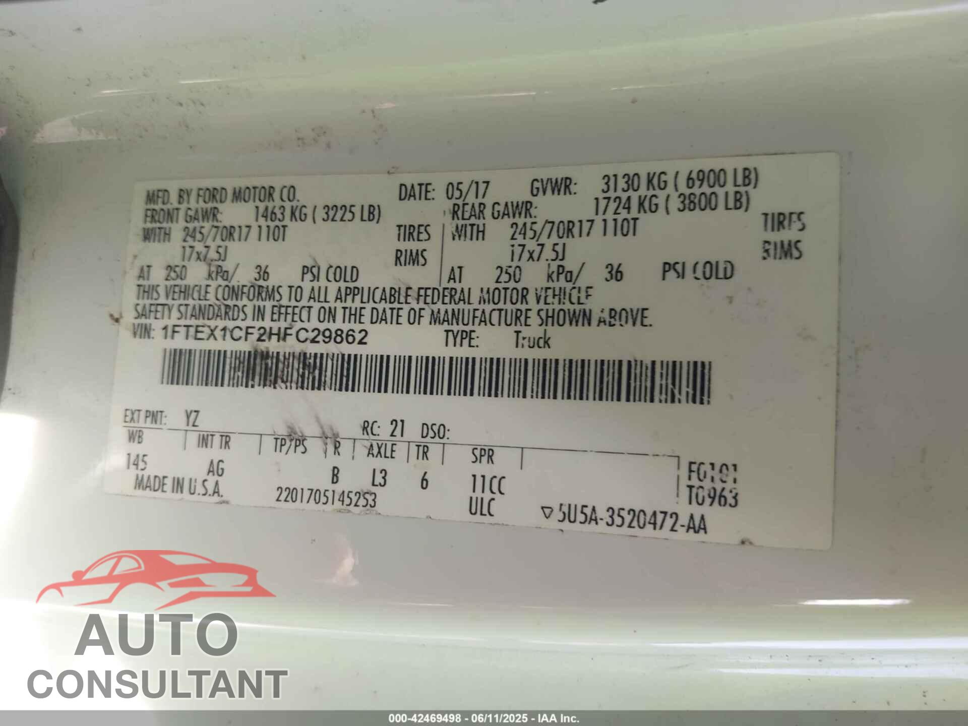 FORD F-150 2017 - 1FTEX1CF2HFC29862