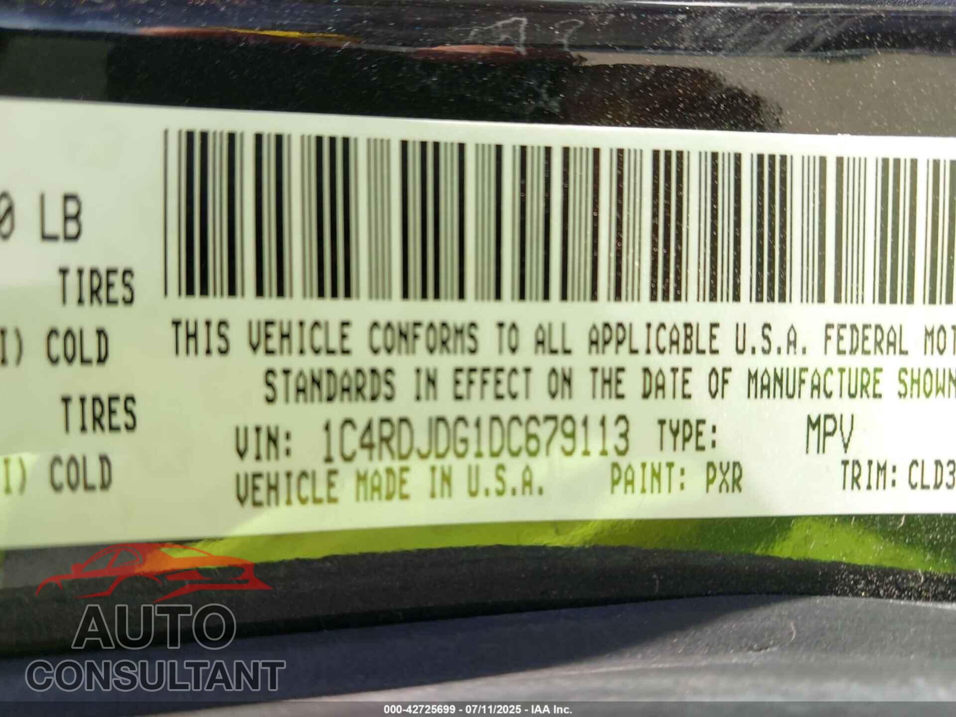 DODGE DURANGO 2013 - 1C4RDJDG1DC679113