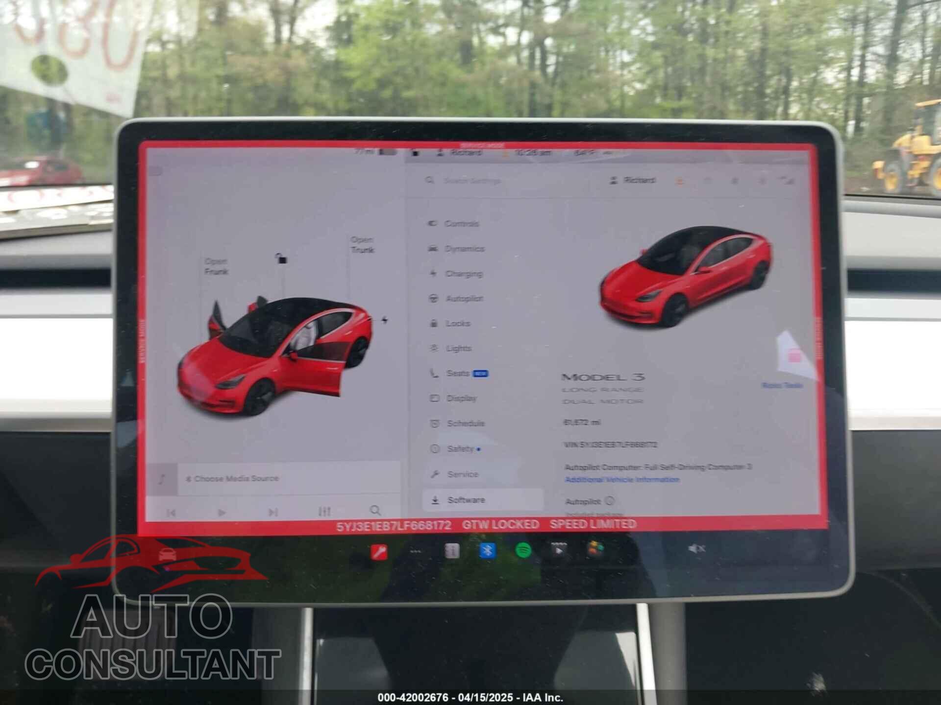 TESLA MODEL 3 2020 - 5YJ3E1EB7LF668172