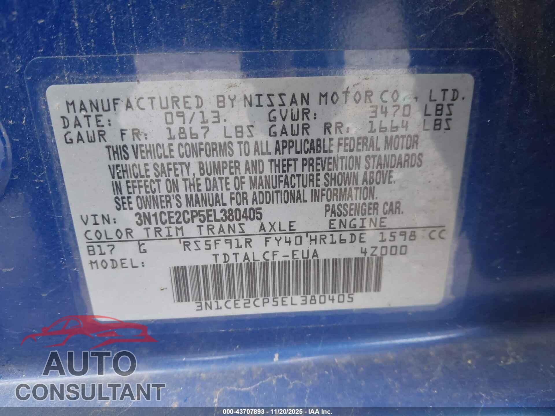 NISSAN VERSA NOTE 2014 - 3N1CE2CP5EL380405