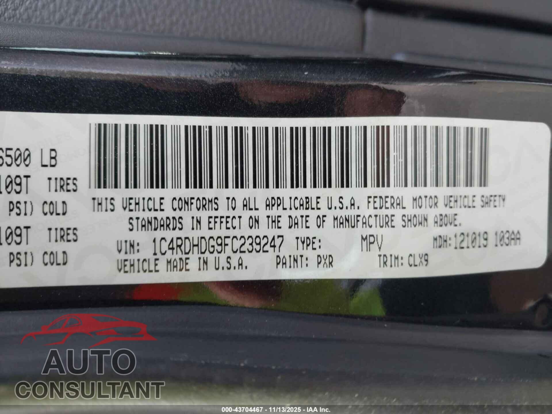 DODGE DURANGO 2015 - 1C4RDHDG9FC239247