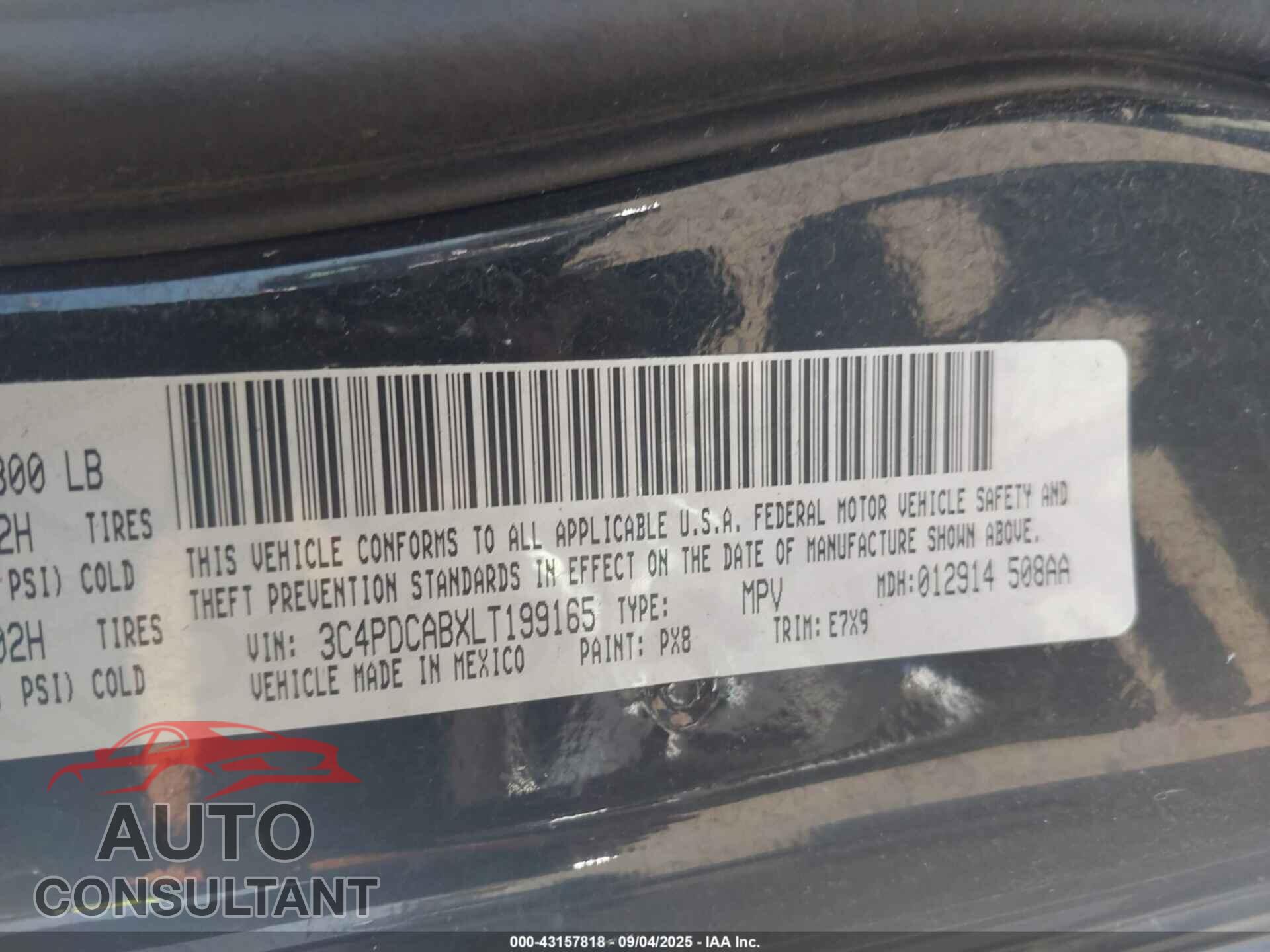 DODGE JOURNEY 2020 - 3C4PDCABXLT199165
