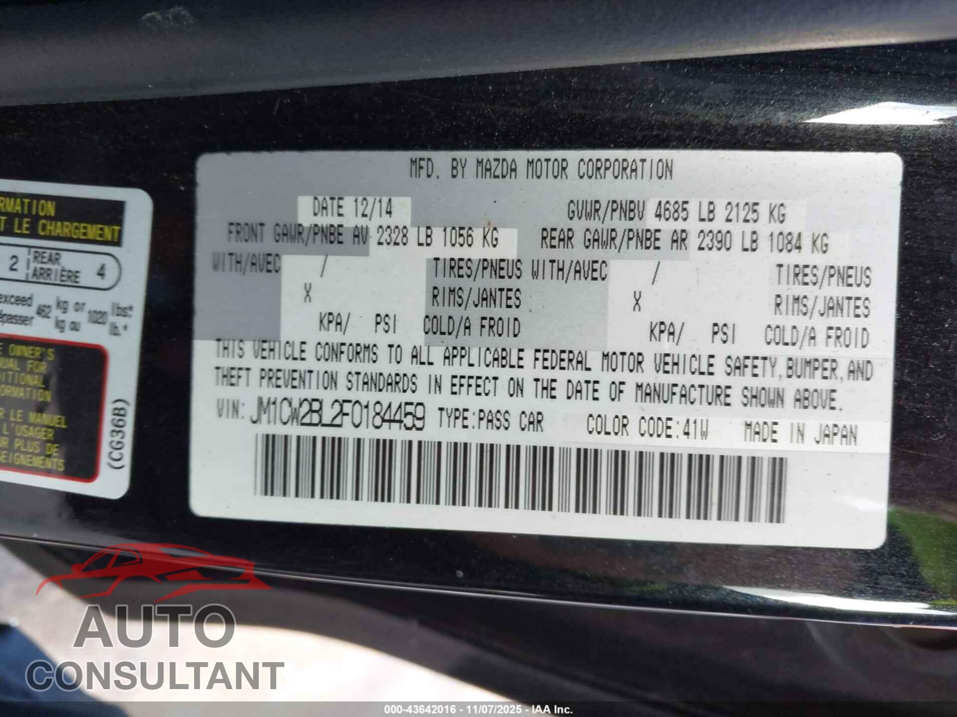 MAZDA MAZDA5 2015 - JM1CW2BL2F0184459