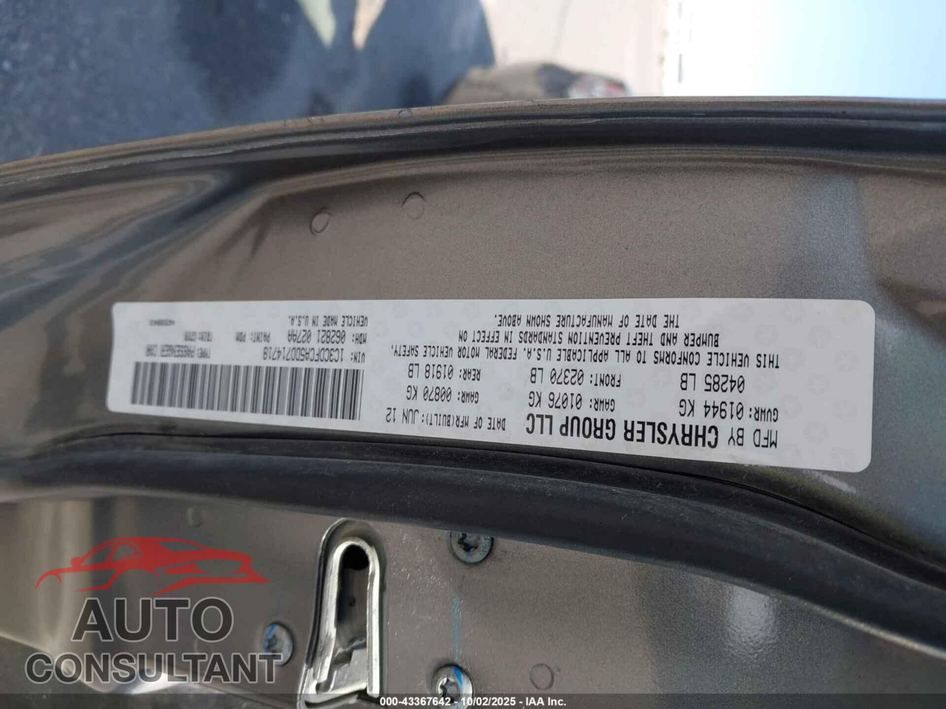 DODGE DART 2013 - 1C3CDFCA5DD714718