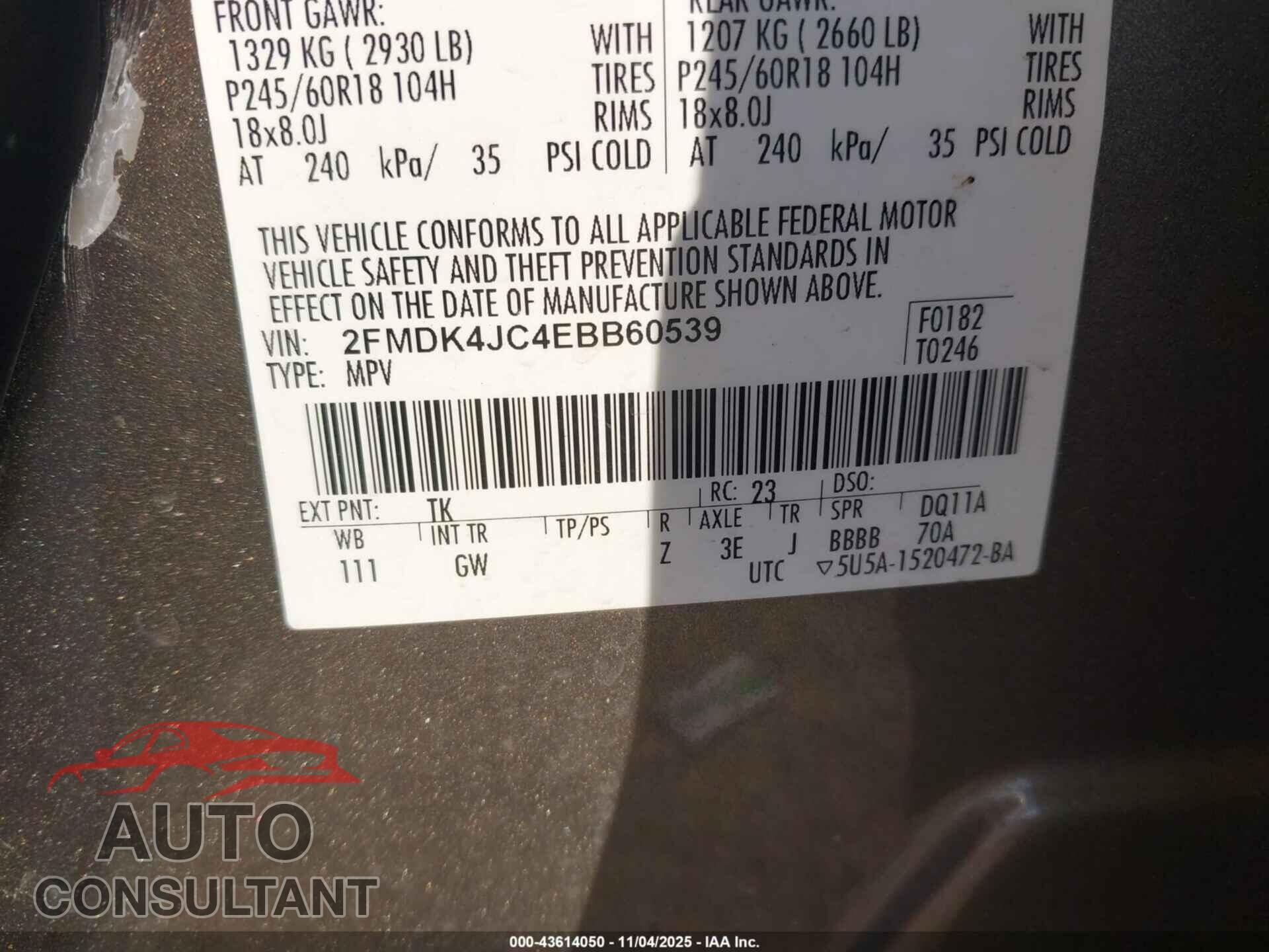 FORD EDGE 2014 - 2FMDK4JC4EBB60539