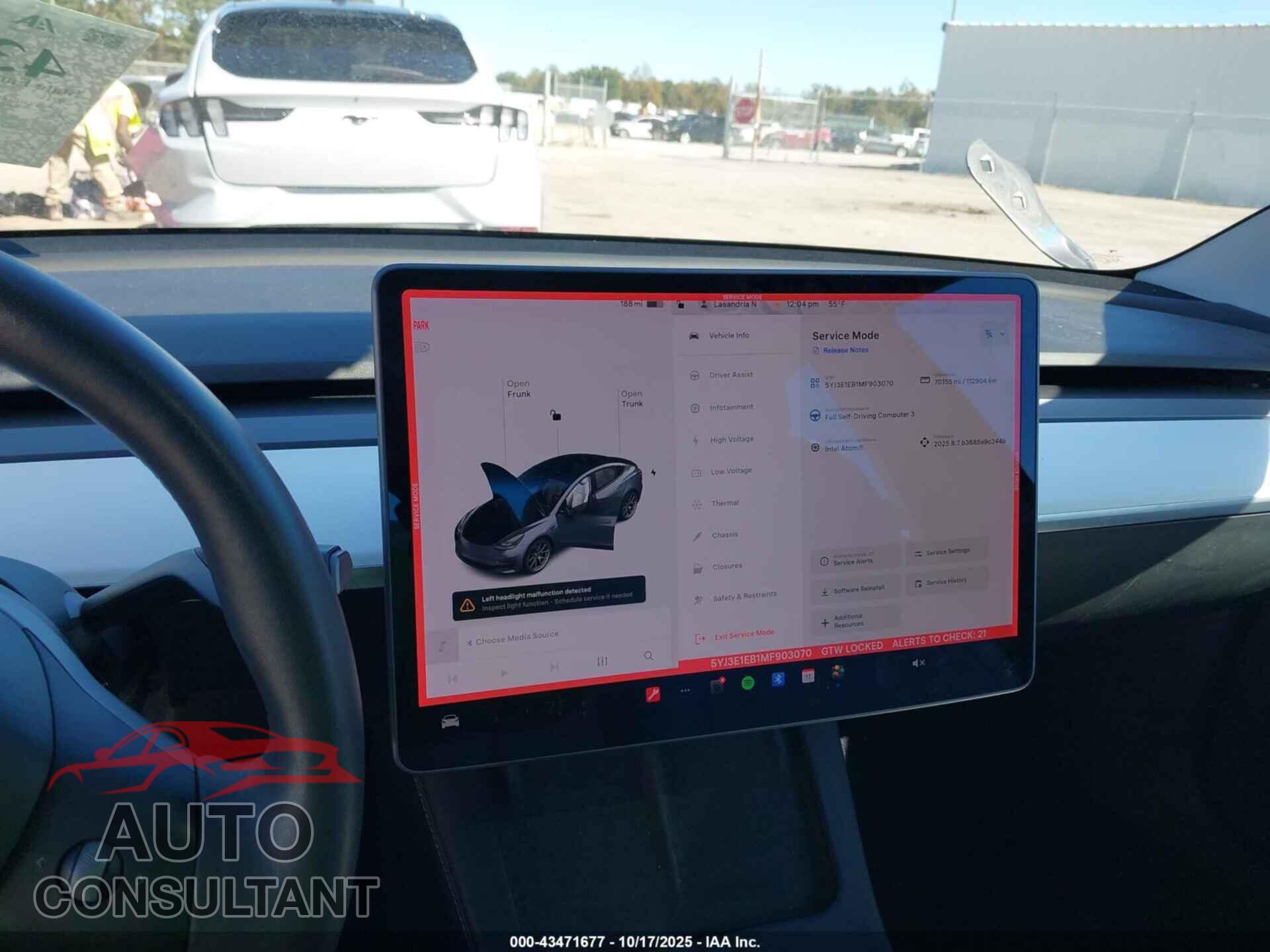 TESLA MODEL 3 2021 - 5YJ3E1EB1MF903070