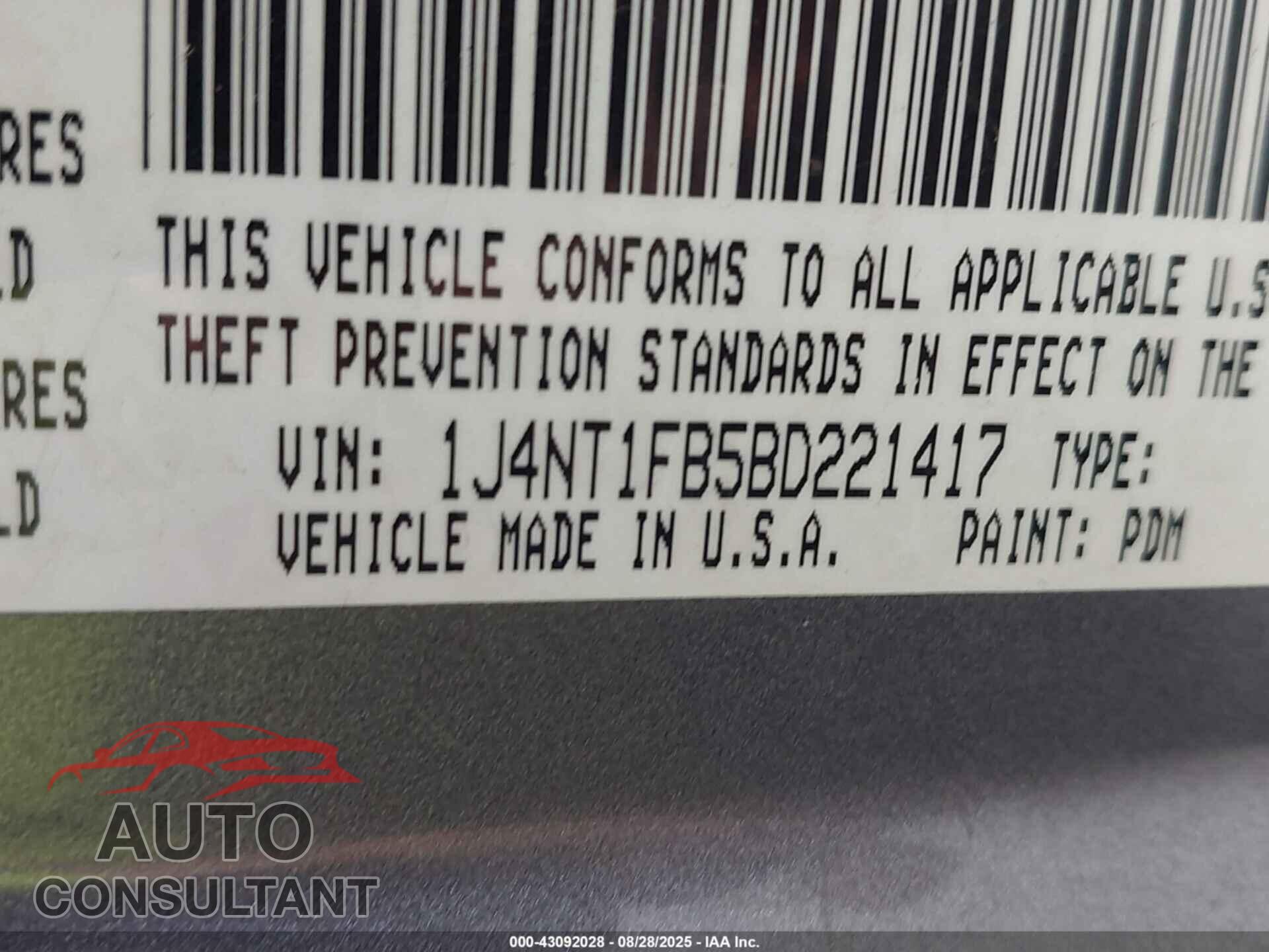 JEEP COMPASS 2011 - 1J4NT1FB5BD221417