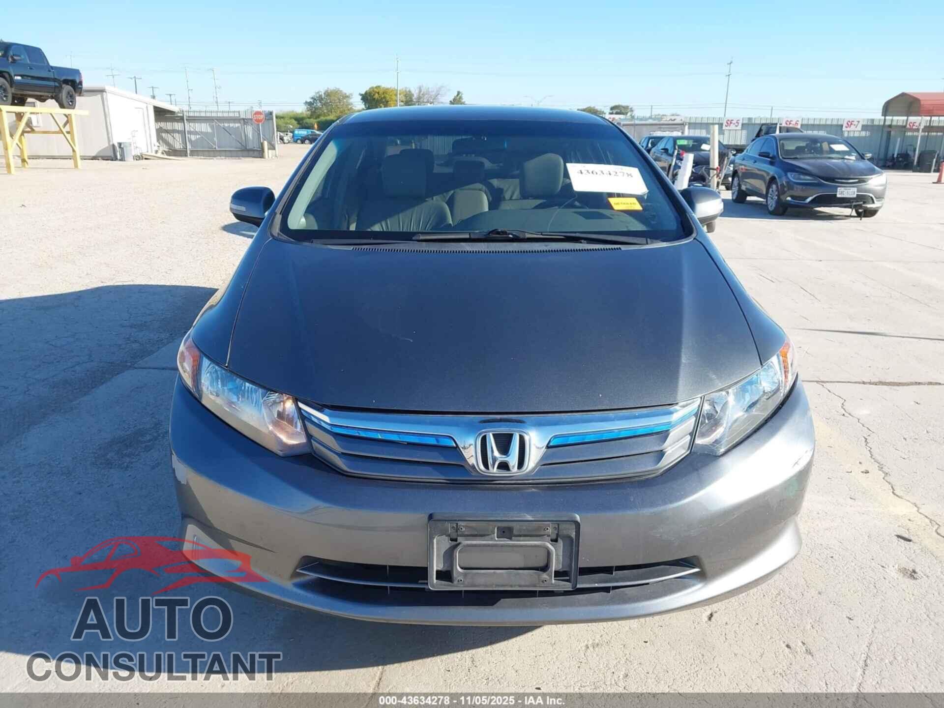 HONDA CIVIC HYBRID 2012 - JHMFB4F38CS001093