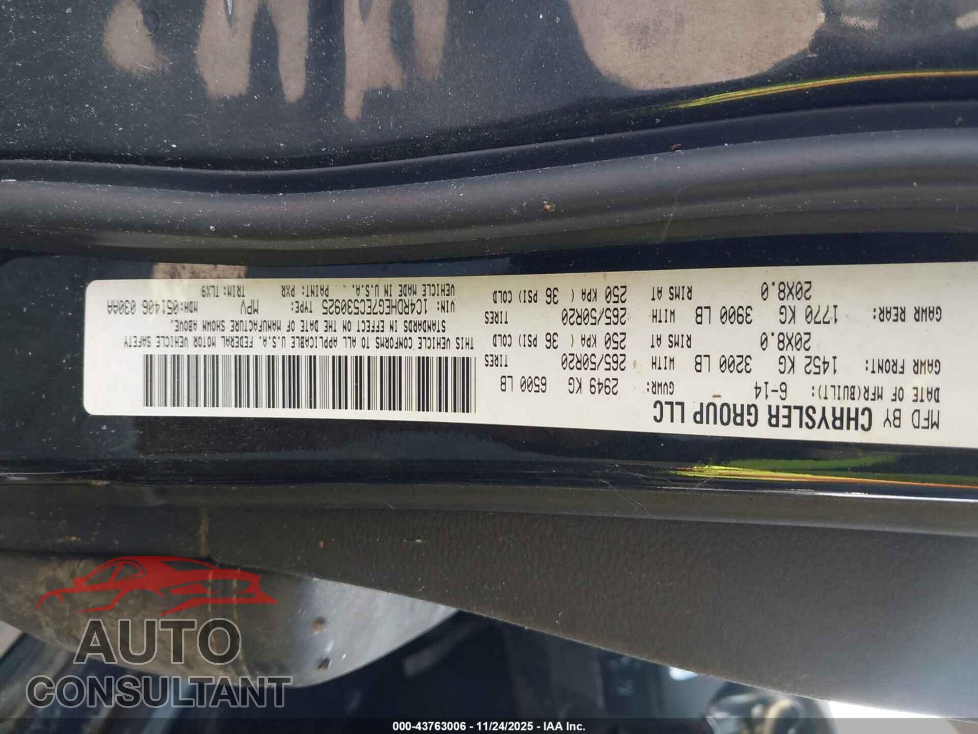 DODGE DURANGO 2014 - 1C4RDHEG7EC530925